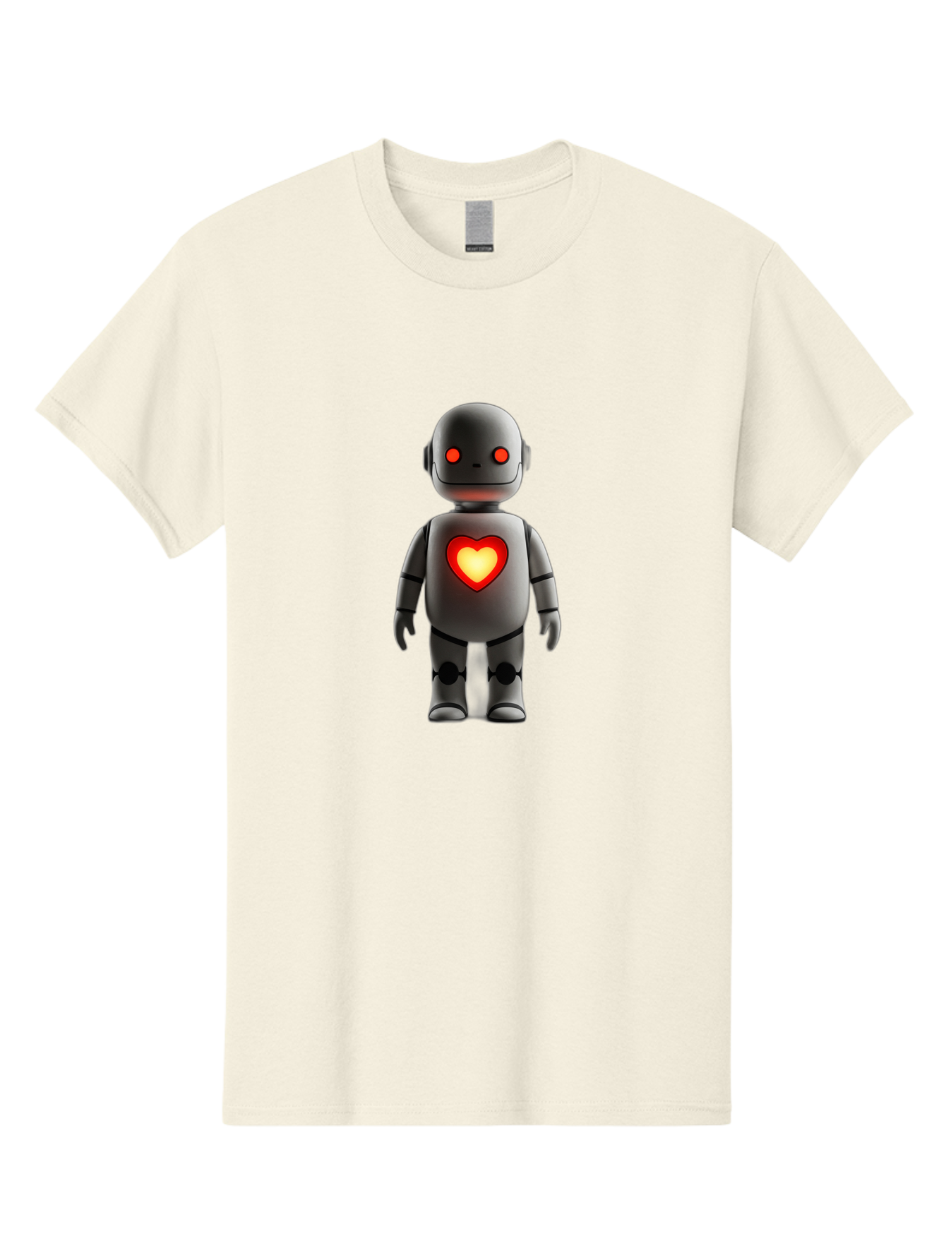 Robot-Heart Men'S Graphic Tee, 100% Cotton, Comfortable Casual Summer Wear, Machine Washable, Robot With Heart, Digital Art, Futuristic Design, Red Heart Symbol, Cyborg Illustration, Artificial Intelligence, Robot Love, Tech Design Bab353