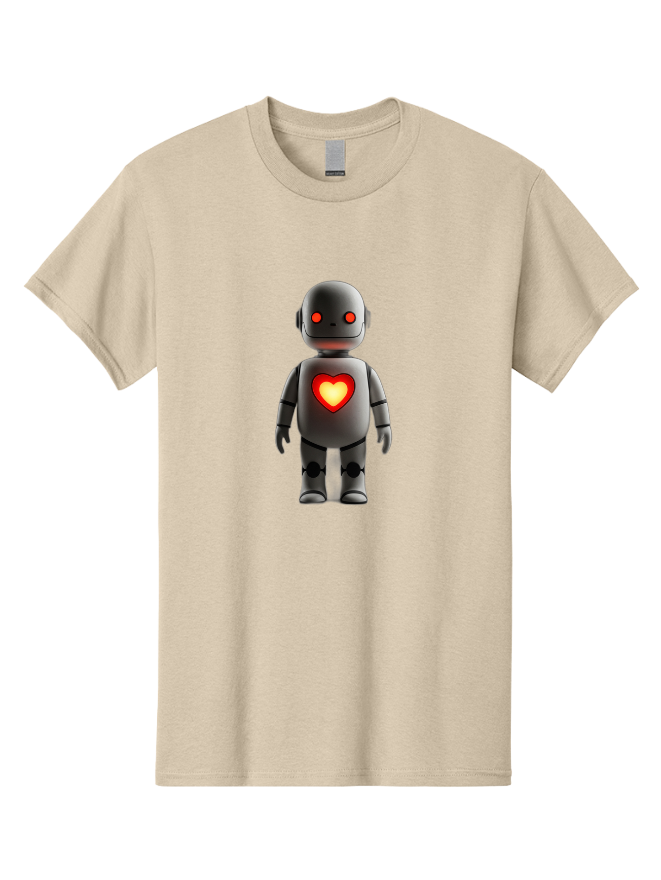 Robot-Heart Men'S Graphic Tee, 100% Cotton, Comfortable Casual Summer Wear, Machine Washable, Robot With Heart, Digital Art, Futuristic Design, Red Heart Symbol, Cyborg Illustration, Artificial Intelligence, Robot Love, Tech Design Bab353