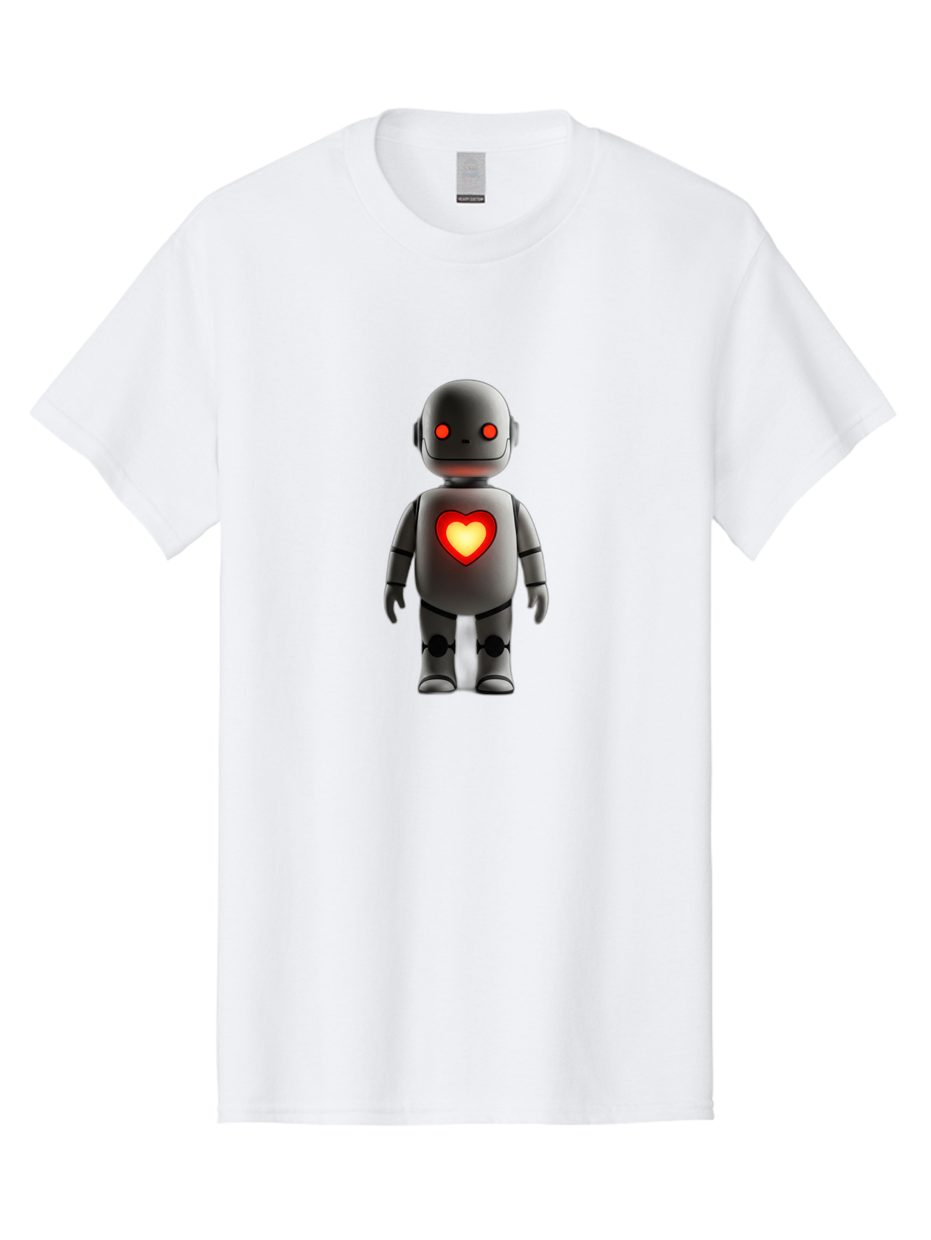 Robot-Heart Men'S Graphic Tee, 100% Cotton, Comfortable Casual Summer Wear, Machine Washable, Robot With Heart, Digital Art, Futuristic Design, Red Heart Symbol, Cyborg Illustration, Artificial Intelligence, Robot Love, Tech Design Bab353