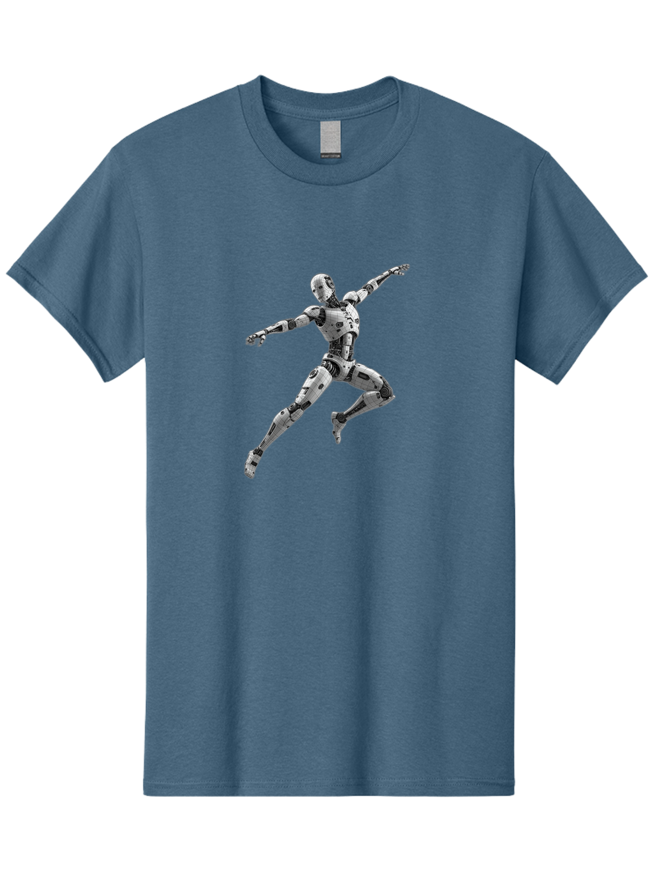 Robot-In-Mid-Air Men'S Graphic Tee, 100% Cotton, Comfortable Casual Summer Wear, Machine Washable, Robot In Mid-Air, Robotic Dance, Futuristic Technology, Robotic Limbs, Mechanical Movement, Silver Robot, Futuristic Design, Modern Android, Bab354