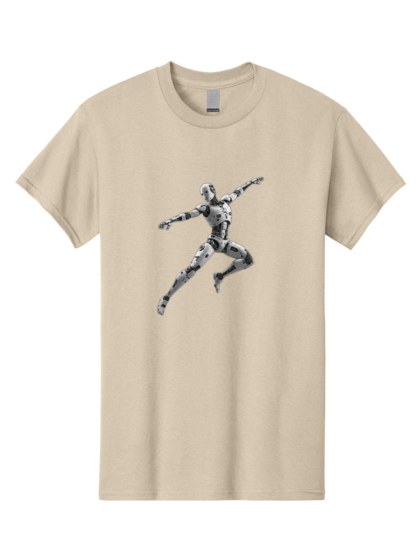 Robot-In-Mid-Air Men'S Graphic Tee, 100% Cotton, Comfortable Casual Summer Wear, Machine Washable, Robot In Mid-Air, Robotic Dance, Futuristic Technology, Robotic Limbs, Mechanical Movement, Silver Robot, Futuristic Design, Modern Android, Bab354