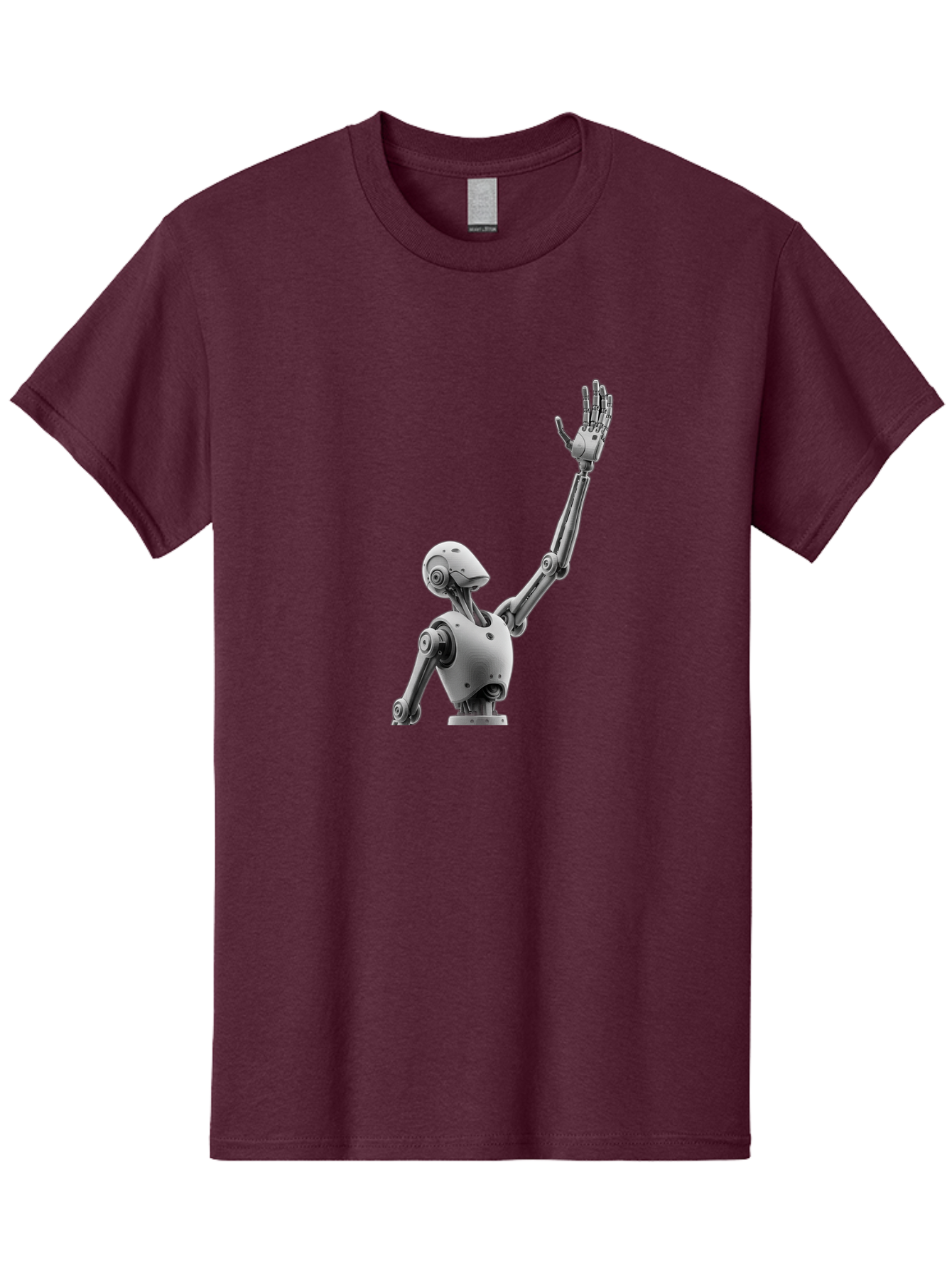Robot-Waving Men'S Graphic Tee, 100% Cotton, Comfortable Casual Summer Wear, Machine Washable, Robot Waving Hand, Humanoid Robot, Robotic Arm, Mechanical Body, Futuristic Technology, Artificial Intelligence, Robot Greeting Bab358