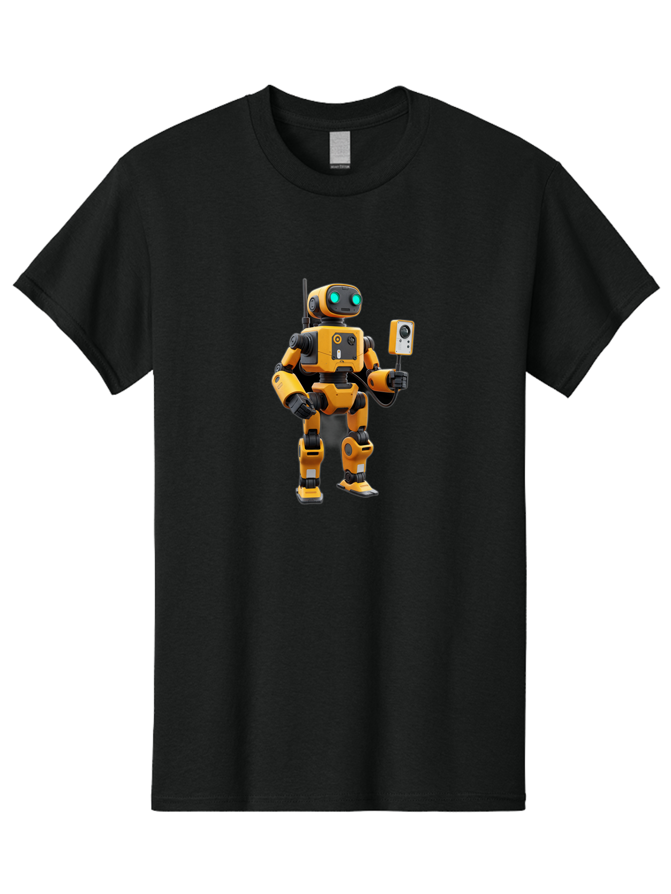 Robot-With-Selfie-Stick Men'S Graphic Tee, 100% Cotton, Comfortable Casual Summer Wear, Machine Washable, Robotic Figure, Humanoid Robot, Artificial Intelligence, Futuristic Technology, Robot Holding Device, Mechanical Limbs, Bab360