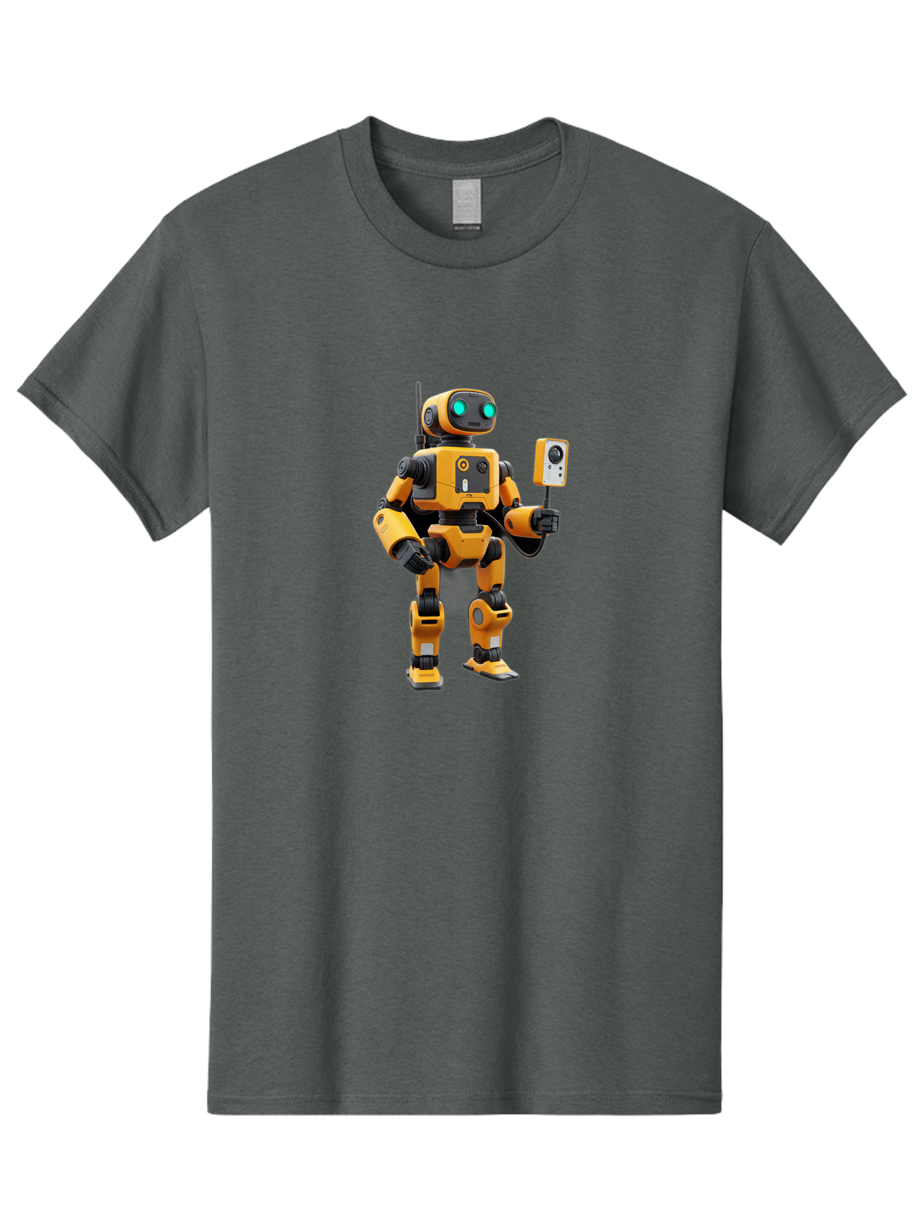 Robot-With-Selfie-Stick Men'S Graphic Tee, 100% Cotton, Comfortable Casual Summer Wear, Machine Washable, Robotic Figure, Humanoid Robot, Artificial Intelligence, Futuristic Technology, Robot Holding Device, Mechanical Limbs, Bab360