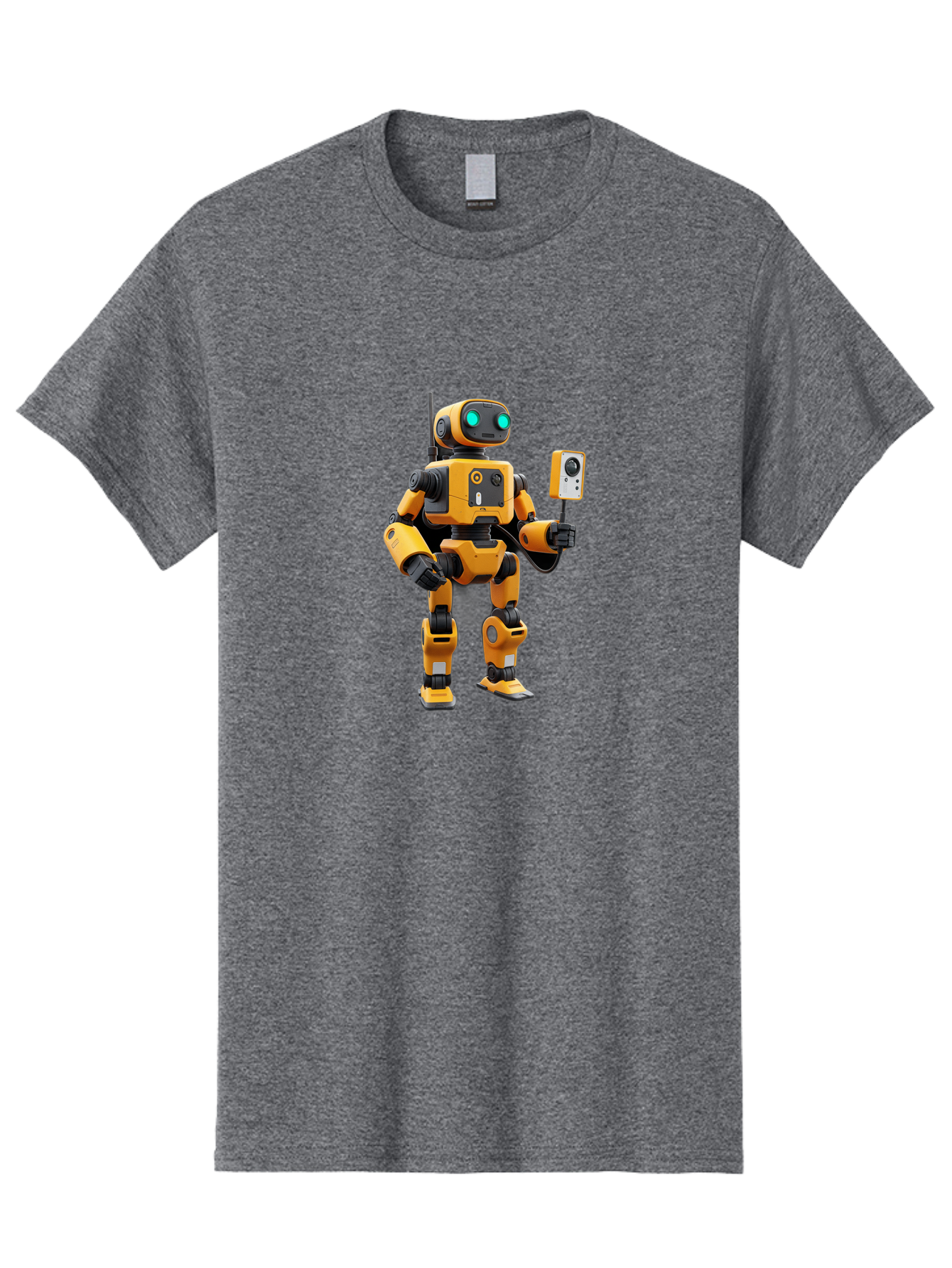 Robot-With-Selfie-Stick Men'S Graphic Tee, 100% Cotton, Comfortable Casual Summer Wear, Machine Washable, Robotic Figure, Humanoid Robot, Artificial Intelligence, Futuristic Technology, Robot Holding Device, Mechanical Limbs, Bab360