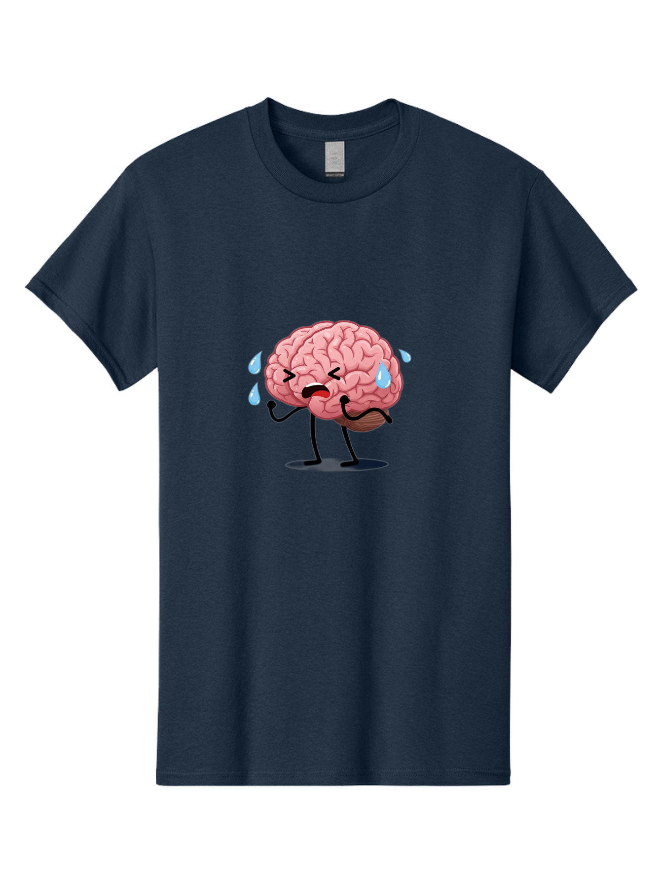 Sad-Brain-4 Men'S Graphic Tee, 100% Cotton, Comfortable Casual Summer Wear, Machine Washable, Tired Brain, Cartoon Character, Stressed Brain, Fatigue, Brain Drain, Mental Exhaustion, Overwhelmed, Anxiety, Stress Response, Emotional Distress, Bab370