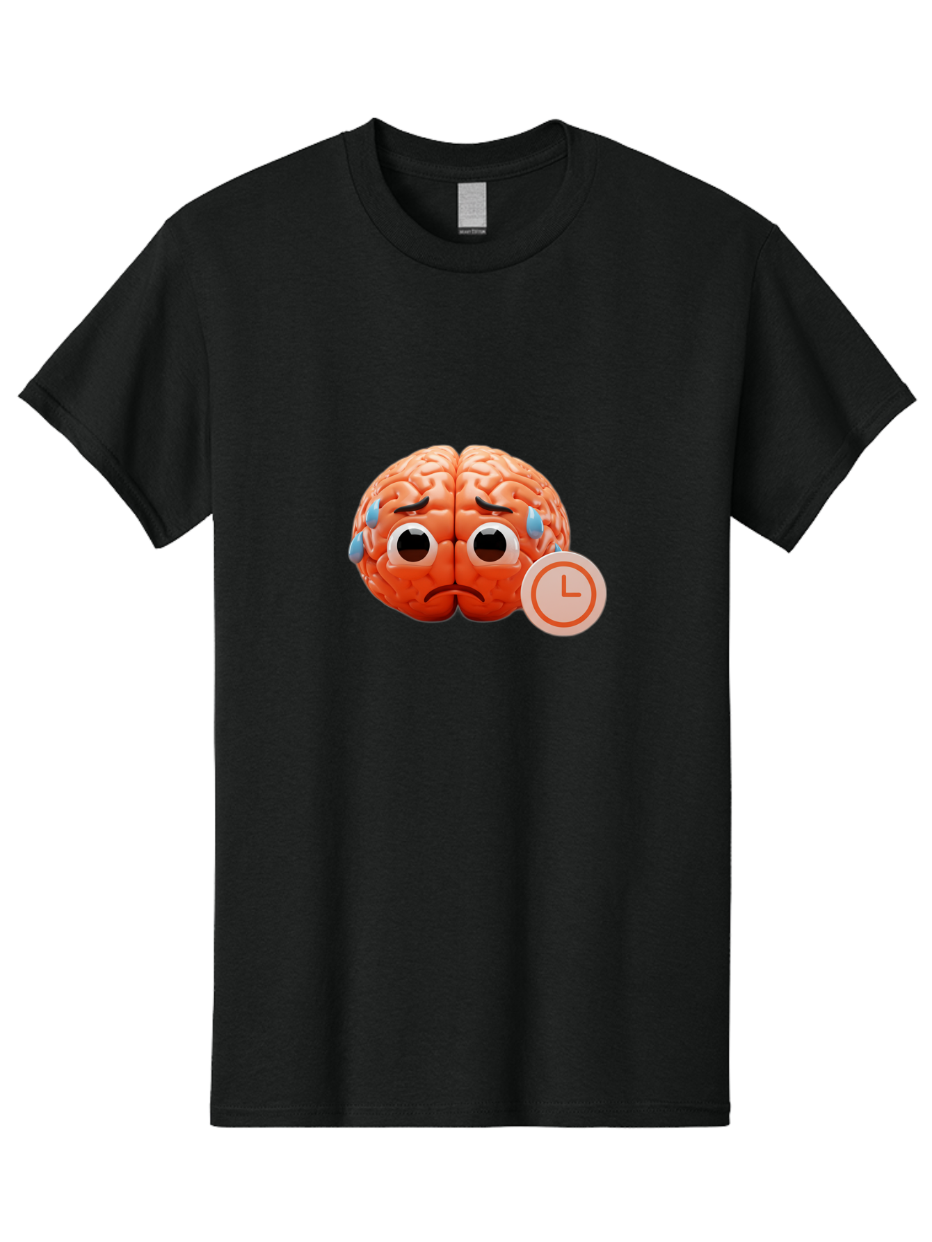 Sad-Brain Men'S Graphic Tee, 100% Cotton, Comfortable Casual Summer Wear, Machine Washable, Sad Brain, Stressed Brain, Anxiety, Frowning Face, Tears, Mental Health, Brain Fatigue, Stress Emotions, Frustration, Cartoon Brain Bab371