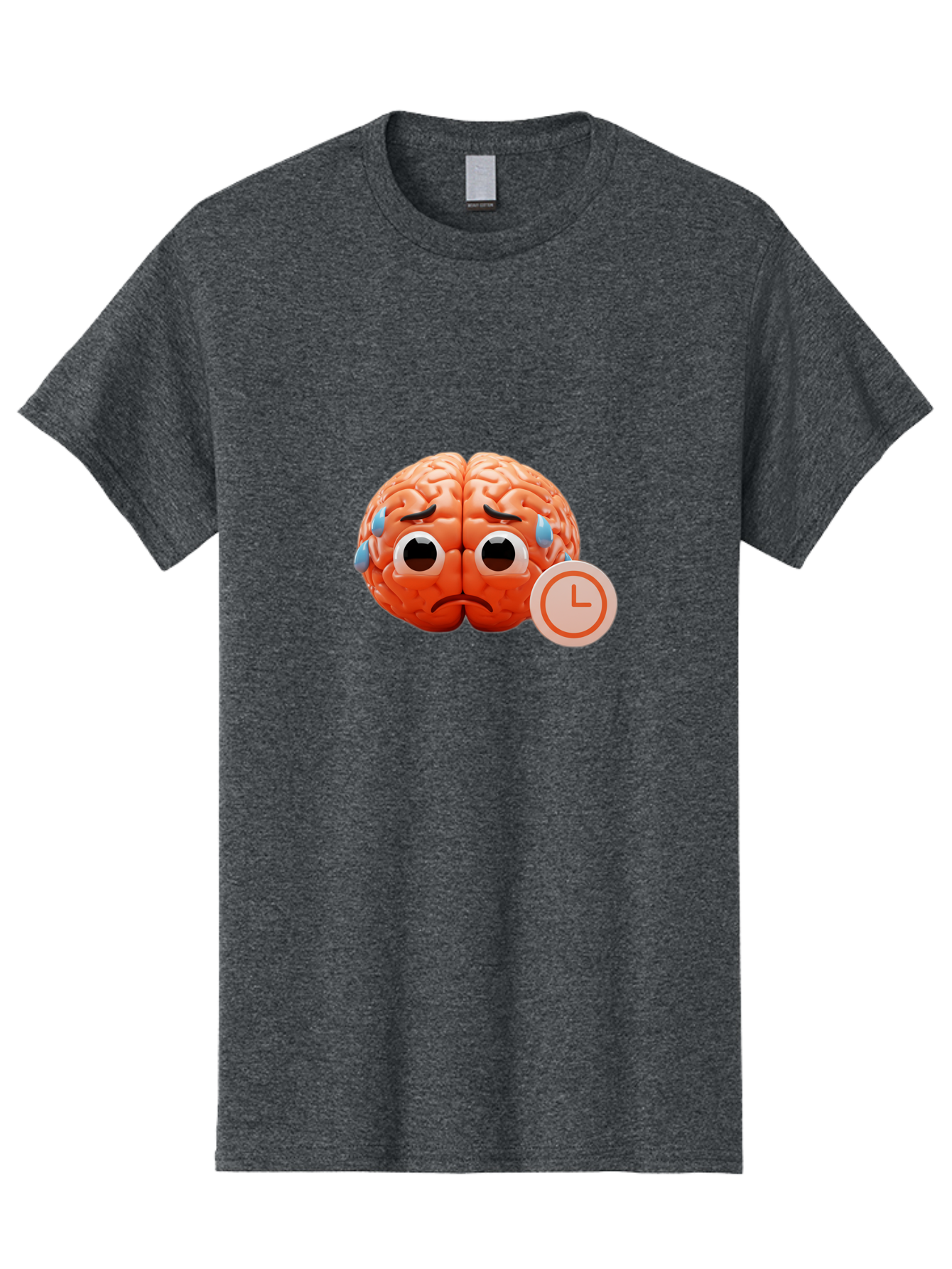 Sad-Brain Men'S Graphic Tee, 100% Cotton, Comfortable Casual Summer Wear, Machine Washable, Sad Brain, Stressed Brain, Anxiety, Frowning Face, Tears, Mental Health, Brain Fatigue, Stress Emotions, Frustration, Cartoon Brain Bab371