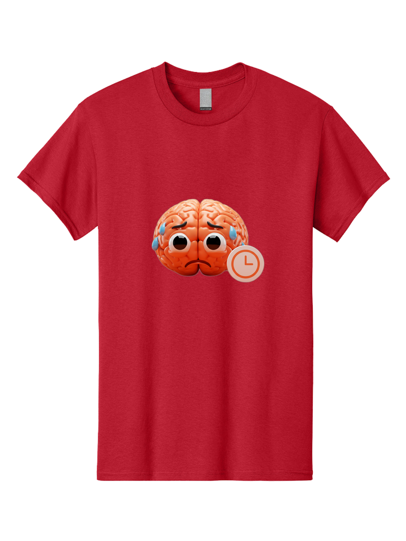 Sad-Brain Men'S Graphic Tee, 100% Cotton, Comfortable Casual Summer Wear, Machine Washable, Sad Brain, Stressed Brain, Anxiety, Frowning Face, Tears, Mental Health, Brain Fatigue, Stress Emotions, Frustration, Cartoon Brain Bab371