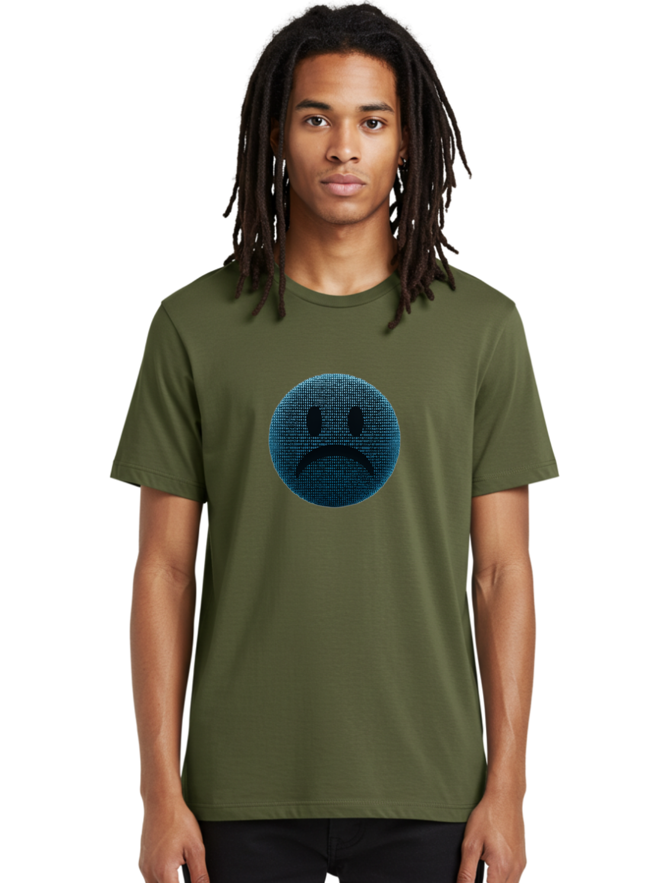 Sad-Face Men'S Graphic Tee, 100% Cotton, Comfortable Casual Summer Wear, Machine Washable, Sad Face Emoticon, Unhappy Expression, Displeased Emotion, Negative Sentiment, Frowning Face, Upset Feeling, Distressed Mood Bab372