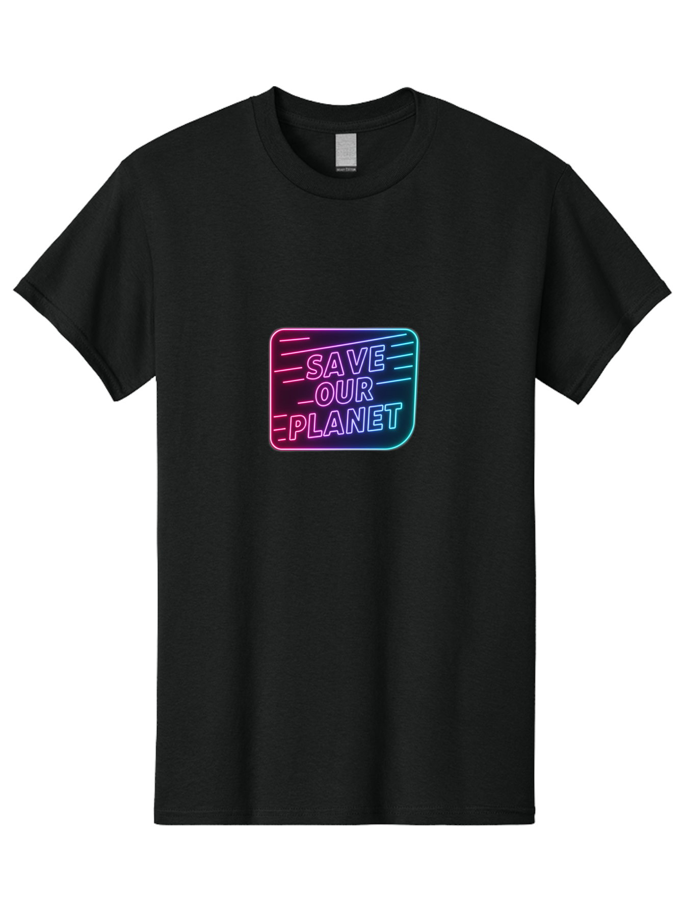 Save-Our-Planet-3 Men'S Graphic Tee, 100% Cotton, Comfortable Casual Summer Wear, Machine Washable, Neon Sign, Save Our Planet, Environmental Awareness, Eco-Friendly Message, Sustainability, Conservation, Activism, Social Impact, Neon Lights Bab379