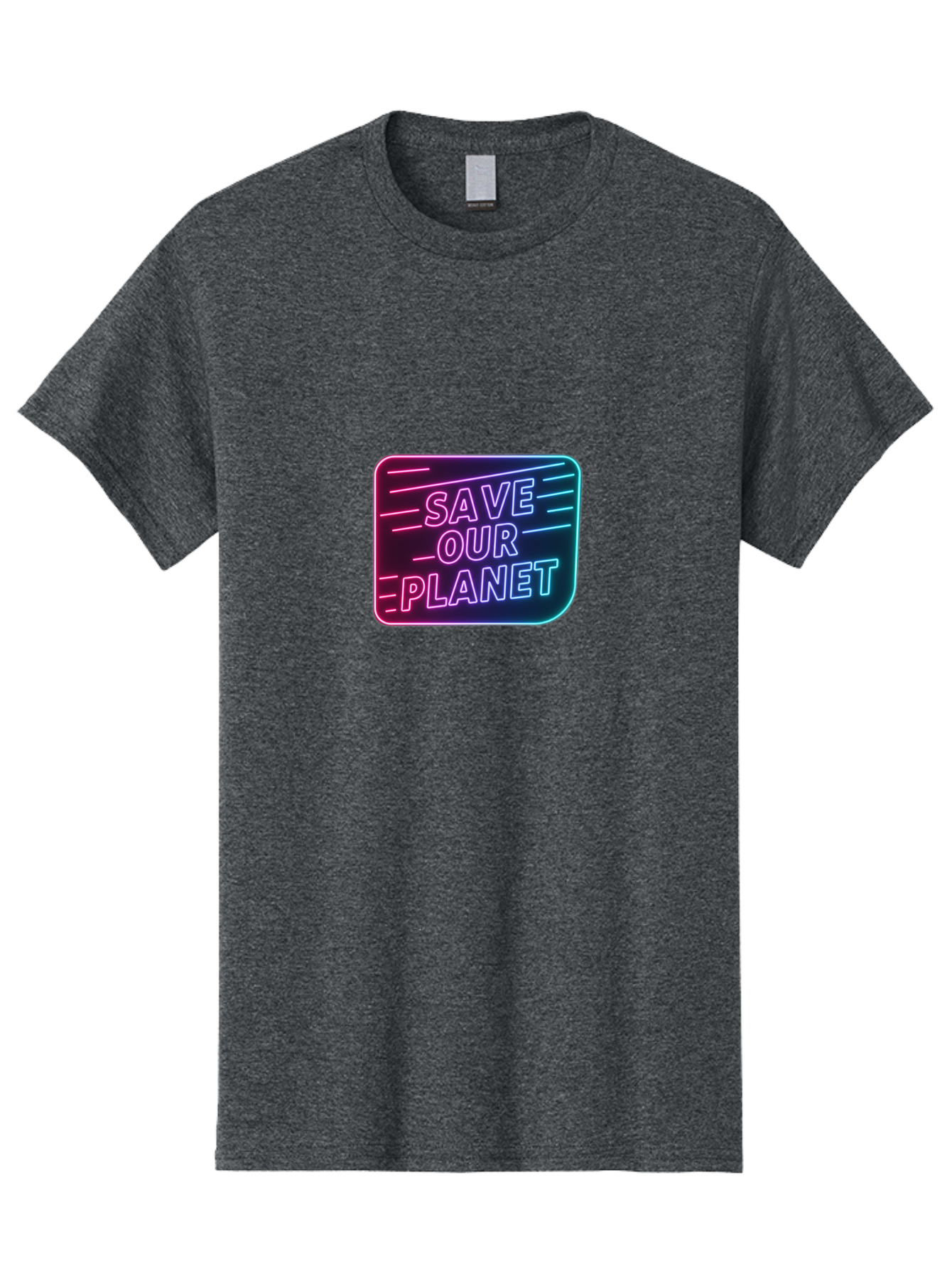 Save-Our-Planet-3 Men'S Graphic Tee, 100% Cotton, Comfortable Casual Summer Wear, Machine Washable, Neon Sign, Save Our Planet, Environmental Awareness, Eco-Friendly Message, Sustainability, Conservation, Activism, Social Impact, Neon Lights Bab379