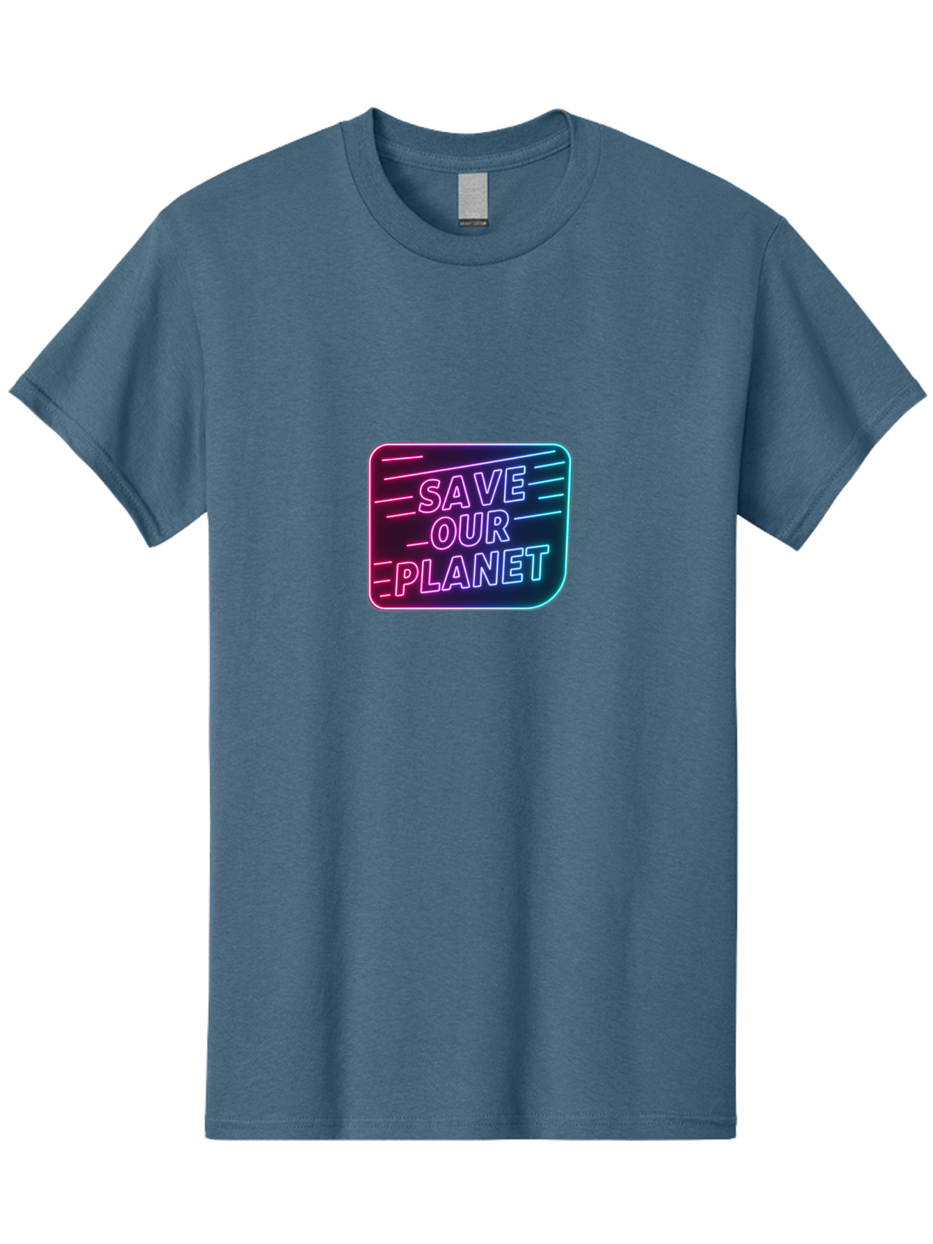 Save-Our-Planet-3 Men'S Graphic Tee, 100% Cotton, Comfortable Casual Summer Wear, Machine Washable, Neon Sign, Save Our Planet, Environmental Awareness, Eco-Friendly Message, Sustainability, Conservation, Activism, Social Impact, Neon Lights Bab379