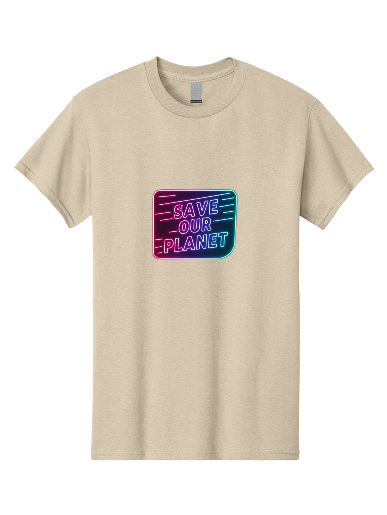 Save-Our-Planet-3 Men'S Graphic Tee, 100% Cotton, Comfortable Casual Summer Wear, Machine Washable, Neon Sign, Save Our Planet, Environmental Awareness, Eco-Friendly Message, Sustainability, Conservation, Activism, Social Impact, Neon Lights Bab379