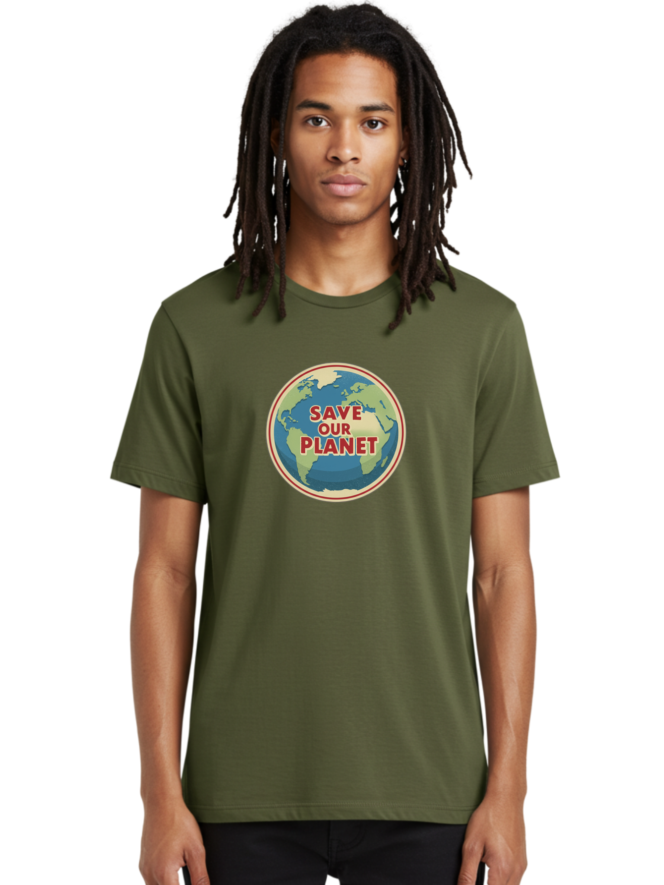 Save-Our-Planet-8 Men'S Graphic Tee, 100% Cotton, Comfortable Casual Summer Wear, Machine Washable, Globe With Save Our Planet Text, Environmental Awareness, Eco-Friendly Message, Save The Earth, Conservation, Sustainability, Eco Activism, Bab384