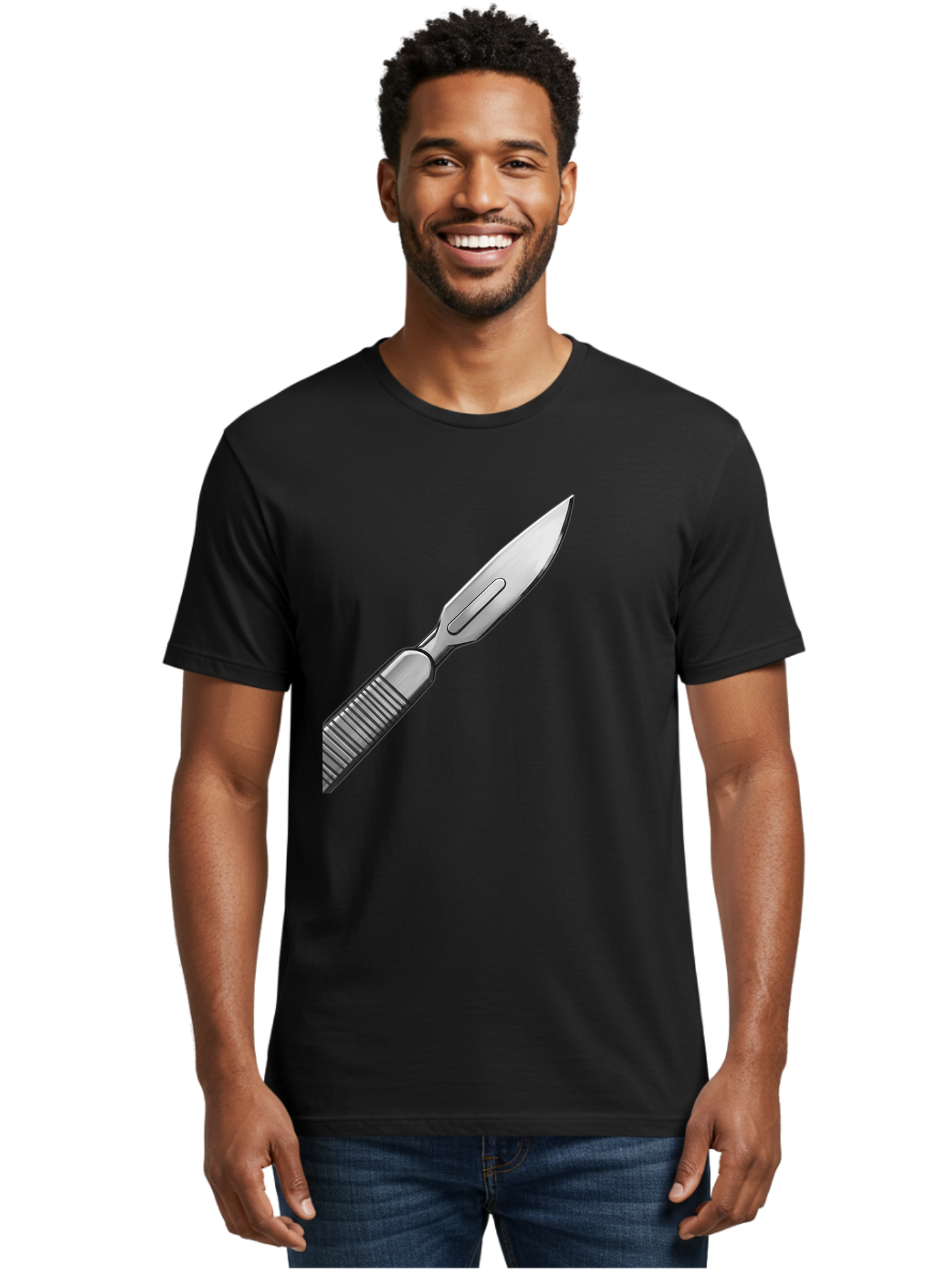 Scalpel Men'S Graphic Tee, 100% Cotton, Comfortable Casual Summer Wear, Machine Washable, Surgical Scalpel, Medical Tool, Sharp Blade, Stainless Steel, Precision Instrument, Surgical Equipment, Medical Illustration Bab386