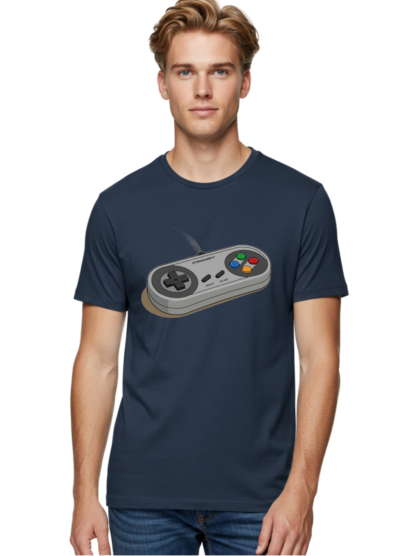 Sega-Stormd6Y-Gamepad Men'S Graphic Tee, 100% Cotton, Comfortable Casual Summer Wear, Machine Washable, Classic Gamepad, Sega Game Controller, Retro Gaming, Gamepad Design, 90S Gaming Nostalgia, Vintage Gaming, Gaming Peripherals, Bab389