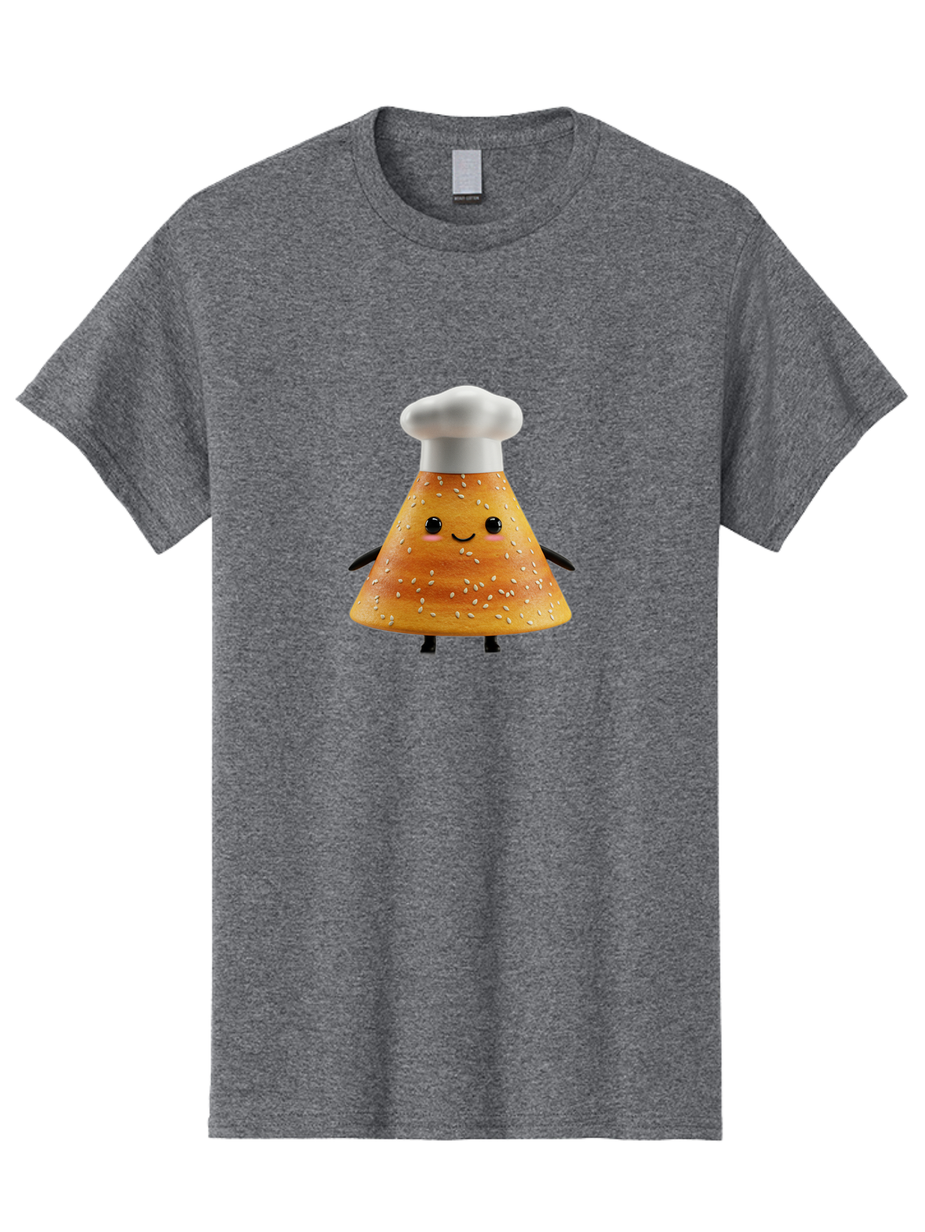 Sesame-Seed-Dosa-Chef Men'S Graphic Tee, 100% Cotton, Comfortable Casual Summer Wear, Machine Washable, Cartoon Bun With Chef Hat, Kawaii Food Character, Sesame Seed Bun, Culinary Theme, Whimsical Illustration, Baking Concept, Cute Mascot, Bab391
