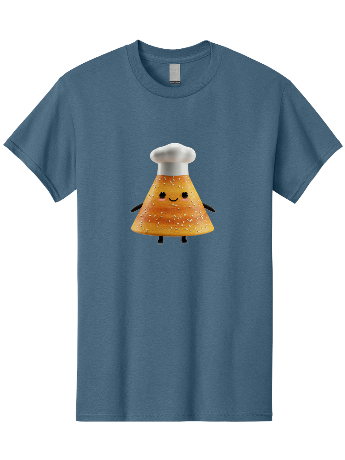Sesame-Seed-Dosa-Chef Men'S Graphic Tee, 100% Cotton, Comfortable Casual Summer Wear, Machine Washable, Cartoon Bun With Chef Hat, Kawaii Food Character, Sesame Seed Bun, Culinary Theme, Whimsical Illustration, Baking Concept, Cute Mascot, Bab391