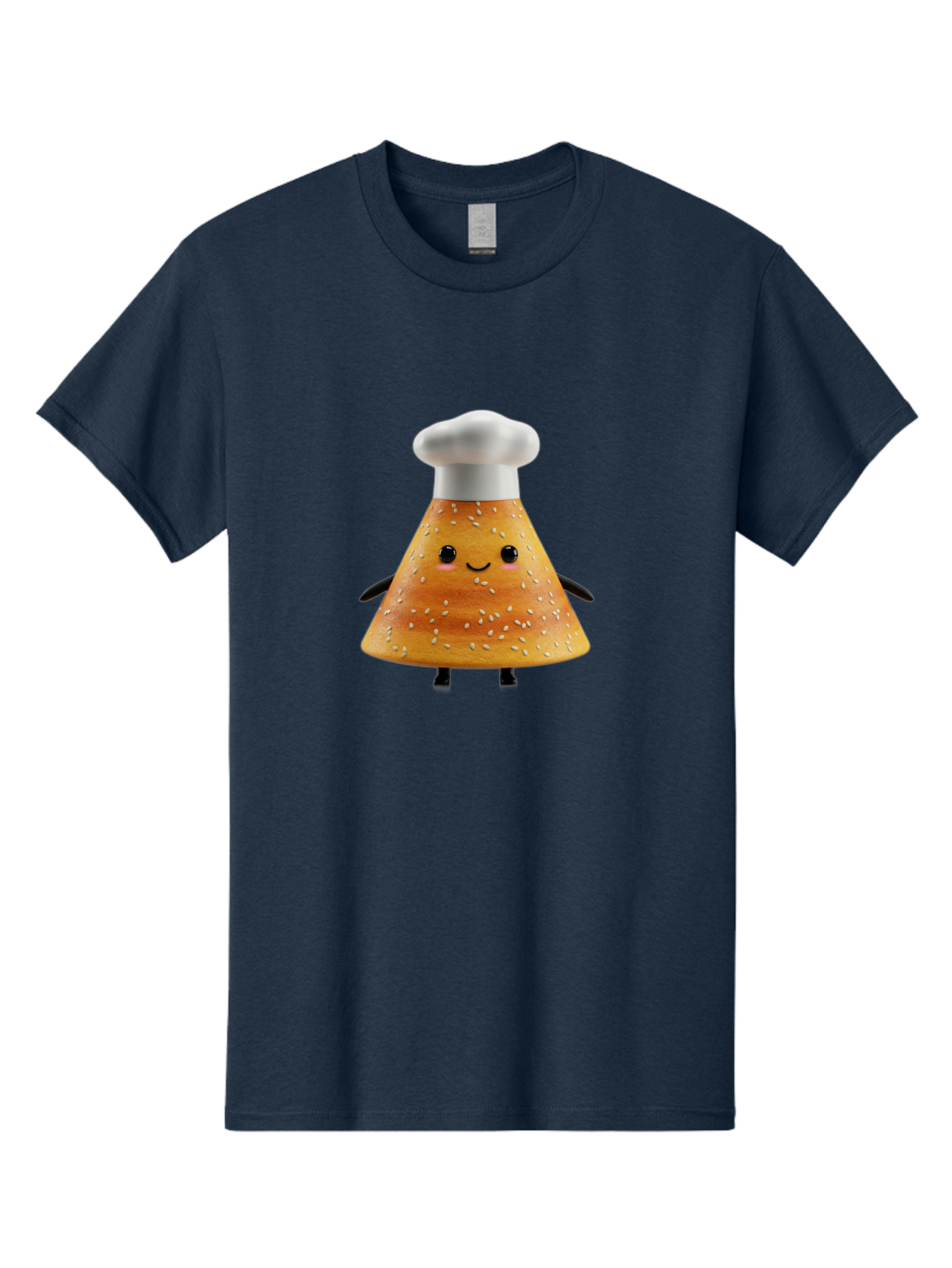 Sesame-Seed-Dosa-Chef Men'S Graphic Tee, 100% Cotton, Comfortable Casual Summer Wear, Machine Washable, Cartoon Bun With Chef Hat, Kawaii Food Character, Sesame Seed Bun, Culinary Theme, Whimsical Illustration, Baking Concept, Cute Mascot, Bab391