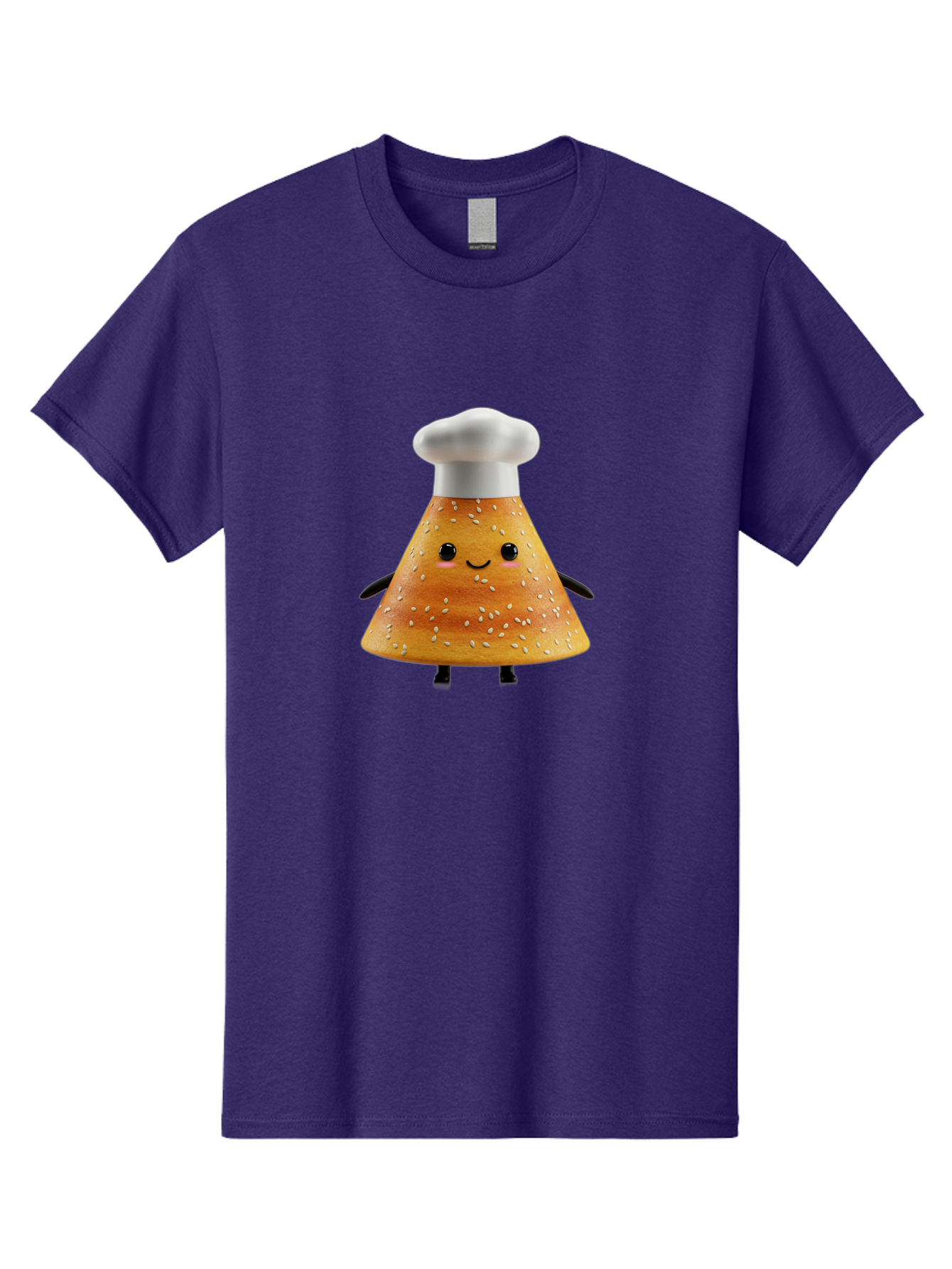 Sesame-Seed-Dosa-Chef Men'S Graphic Tee, 100% Cotton, Comfortable Casual Summer Wear, Machine Washable, Cartoon Bun With Chef Hat, Kawaii Food Character, Sesame Seed Bun, Culinary Theme, Whimsical Illustration, Baking Concept, Cute Mascot, Bab391