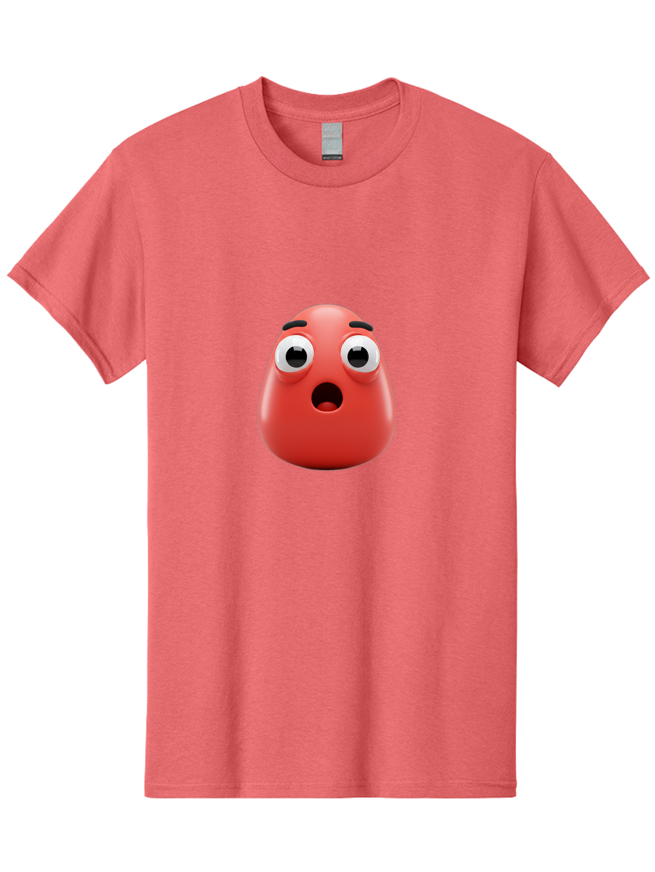 Shocked-Emoji Men'S Graphic Tee, 100% Cotton, Comfortable Casual Summer Wear, Machine Washable, Shocked Face, Surprised Expression, Cartoon Emoji, Red Color, Eyebrow Raised, Mouth Agape, Astonished Look, Funny Face, Emoticon, 3D Rendering, Bab393