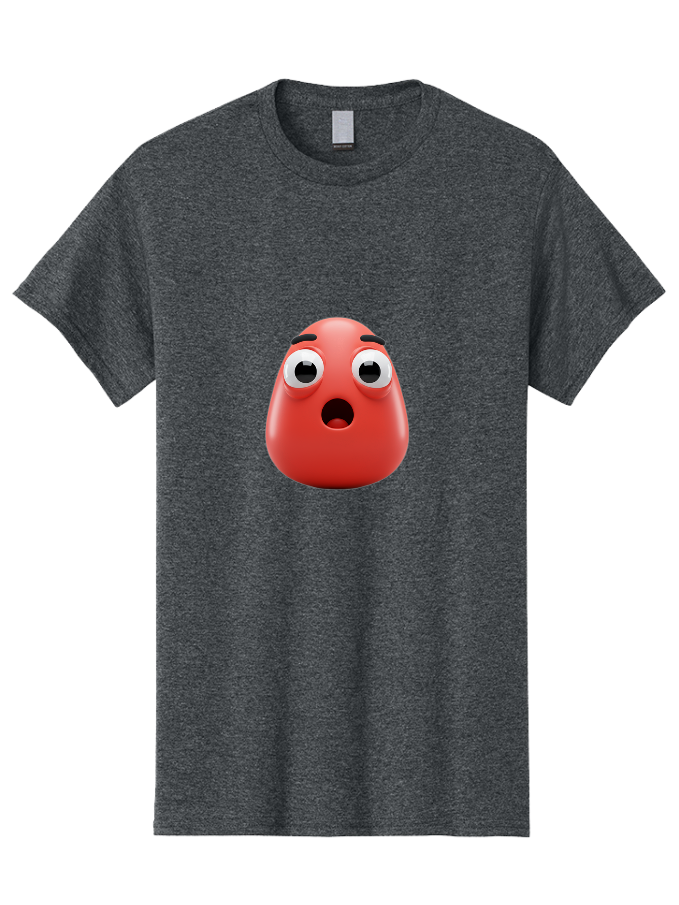 Shocked-Emoji Men'S Graphic Tee, 100% Cotton, Comfortable Casual Summer Wear, Machine Washable, Shocked Face, Surprised Expression, Cartoon Emoji, Red Color, Eyebrow Raised, Mouth Agape, Astonished Look, Funny Face, Emoticon, 3D Rendering, Bab393