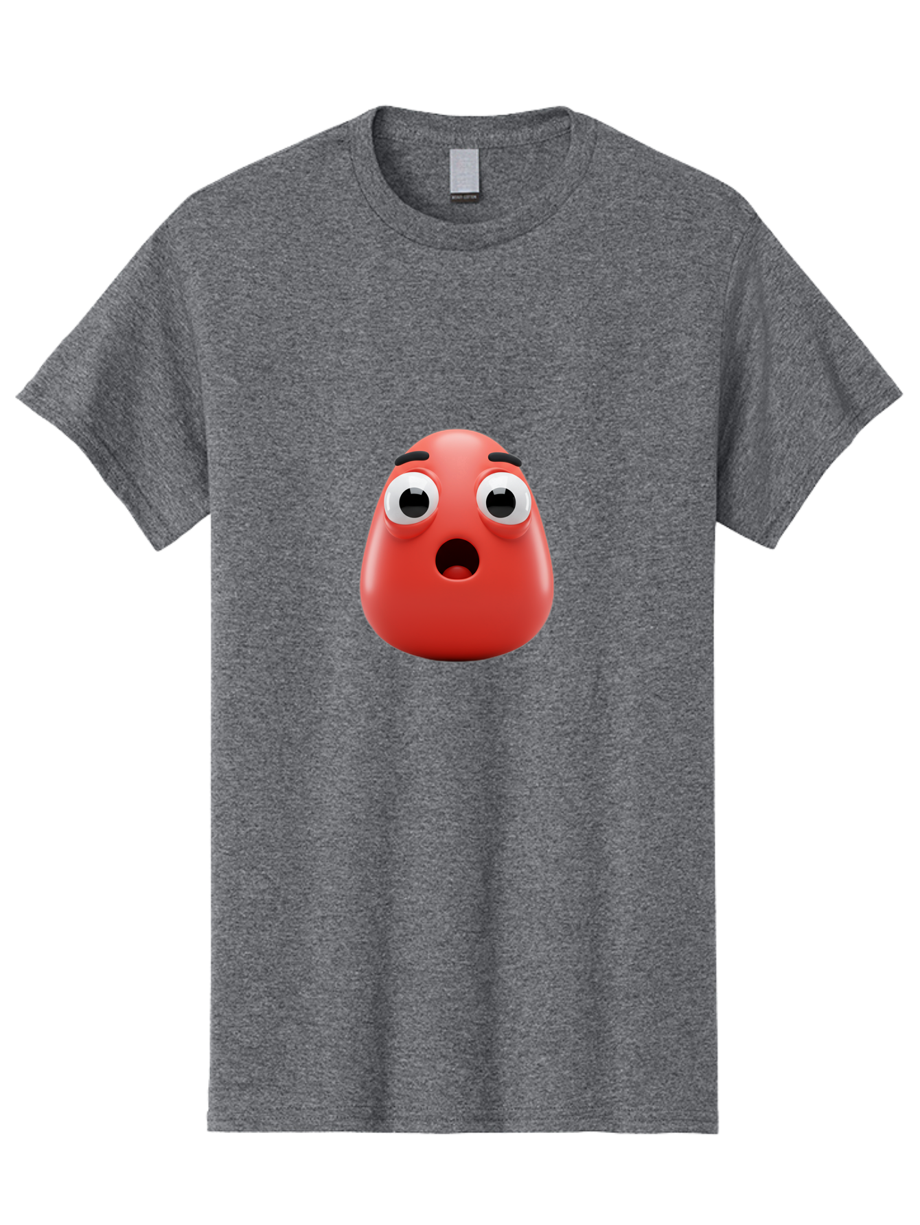 Shocked-Emoji Men'S Graphic Tee, 100% Cotton, Comfortable Casual Summer Wear, Machine Washable, Shocked Face, Surprised Expression, Cartoon Emoji, Red Color, Eyebrow Raised, Mouth Agape, Astonished Look, Funny Face, Emoticon, 3D Rendering, Bab393