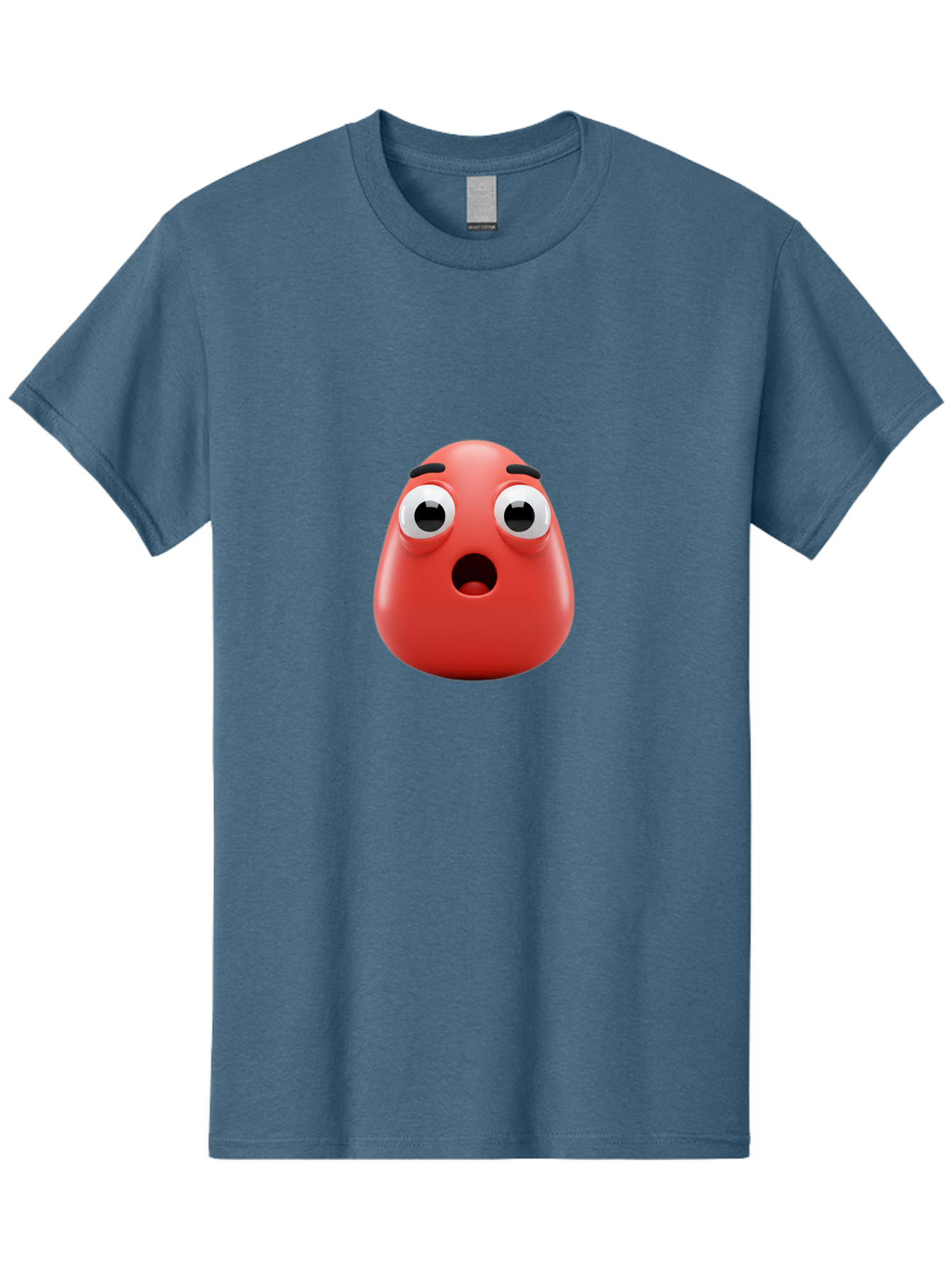 Shocked-Emoji Men'S Graphic Tee, 100% Cotton, Comfortable Casual Summer Wear, Machine Washable, Shocked Face, Surprised Expression, Cartoon Emoji, Red Color, Eyebrow Raised, Mouth Agape, Astonished Look, Funny Face, Emoticon, 3D Rendering, Bab393