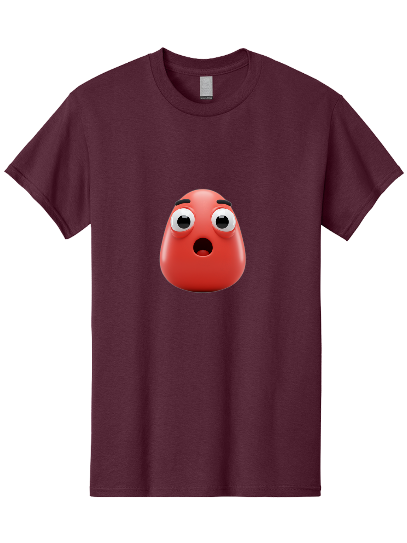 Shocked-Emoji Men'S Graphic Tee, 100% Cotton, Comfortable Casual Summer Wear, Machine Washable, Shocked Face, Surprised Expression, Cartoon Emoji, Red Color, Eyebrow Raised, Mouth Agape, Astonished Look, Funny Face, Emoticon, 3D Rendering, Bab393