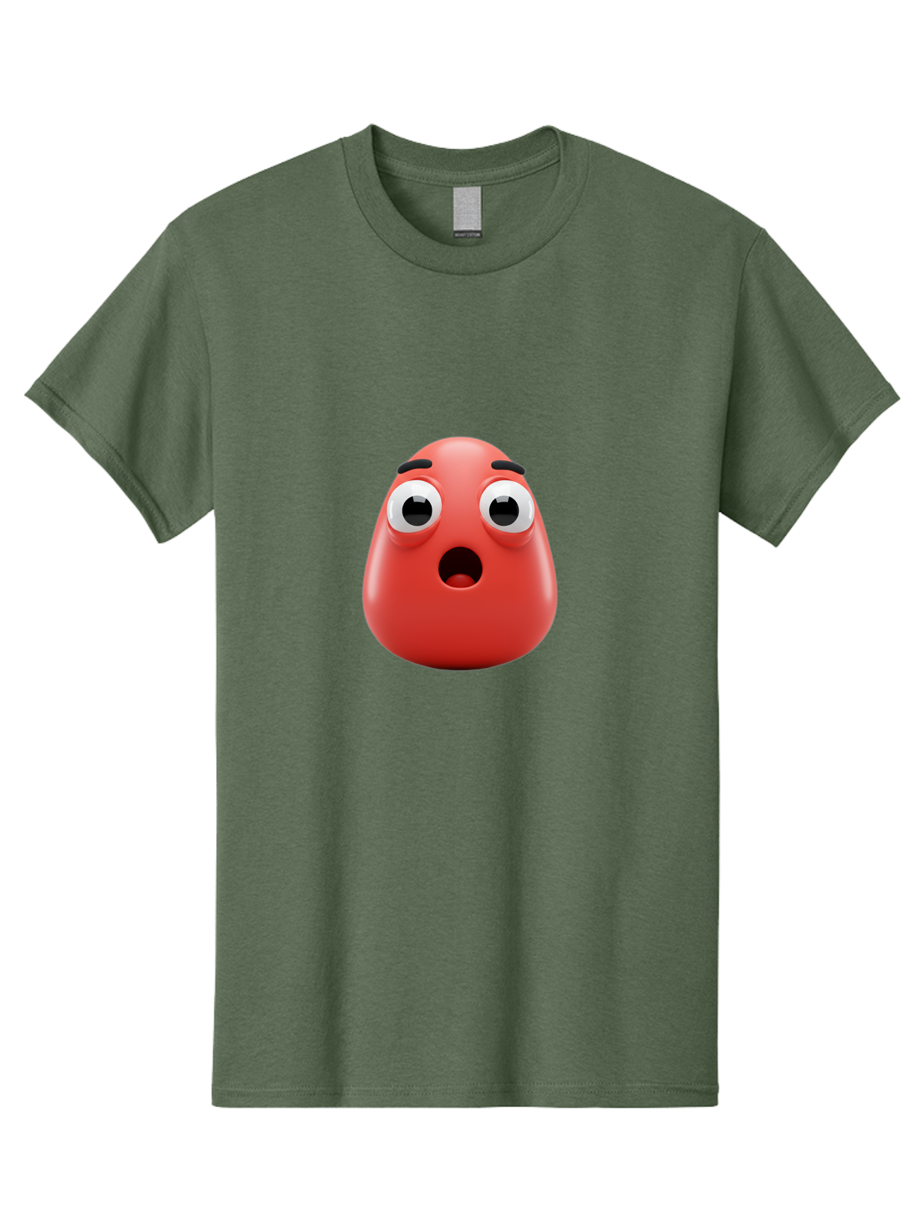 Shocked-Emoji Men'S Graphic Tee, 100% Cotton, Comfortable Casual Summer Wear, Machine Washable, Shocked Face, Surprised Expression, Cartoon Emoji, Red Color, Eyebrow Raised, Mouth Agape, Astonished Look, Funny Face, Emoticon, 3D Rendering, Bab393