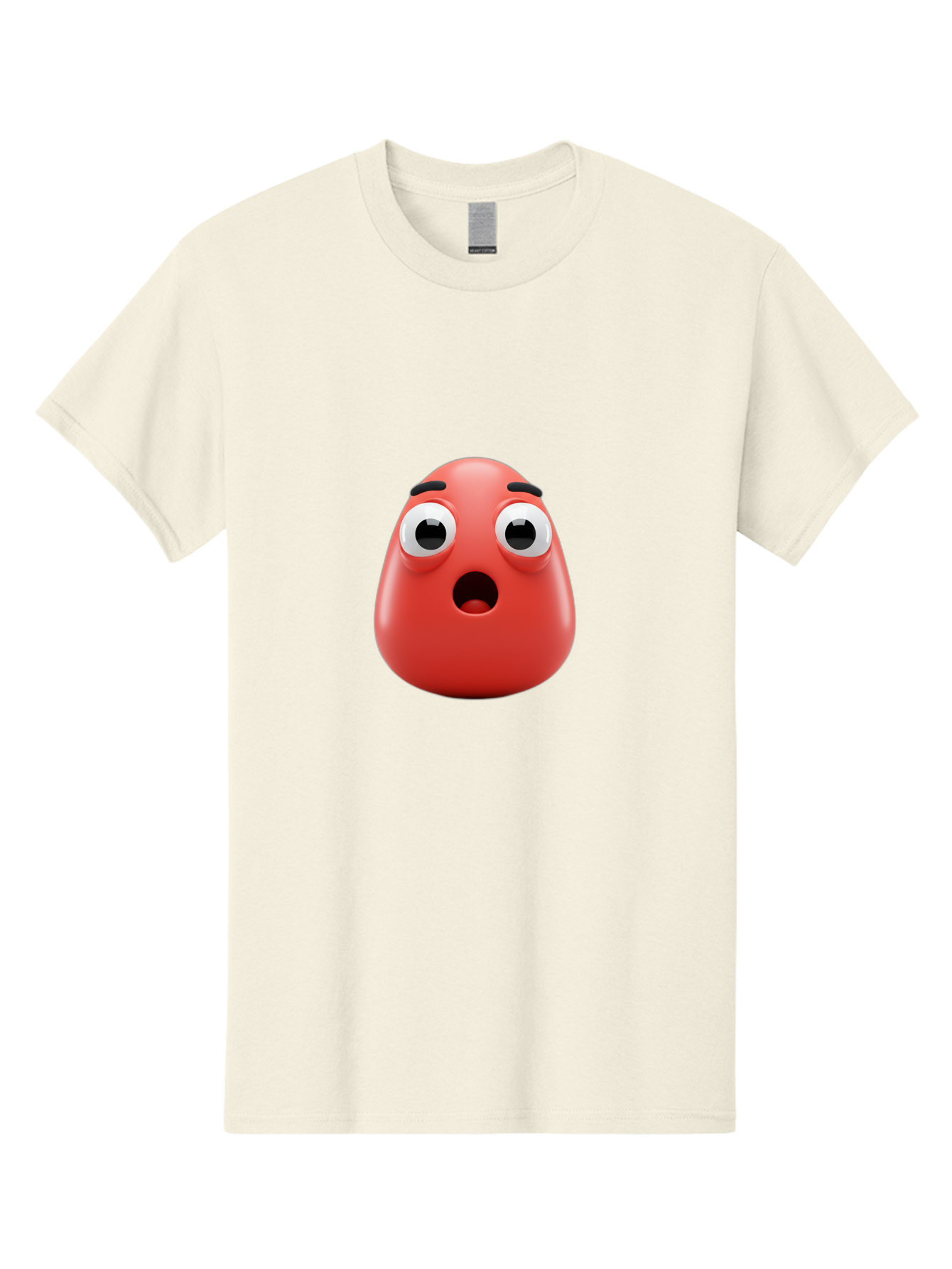 Shocked-Emoji Men'S Graphic Tee, 100% Cotton, Comfortable Casual Summer Wear, Machine Washable, Shocked Face, Surprised Expression, Cartoon Emoji, Red Color, Eyebrow Raised, Mouth Agape, Astonished Look, Funny Face, Emoticon, 3D Rendering, Bab393