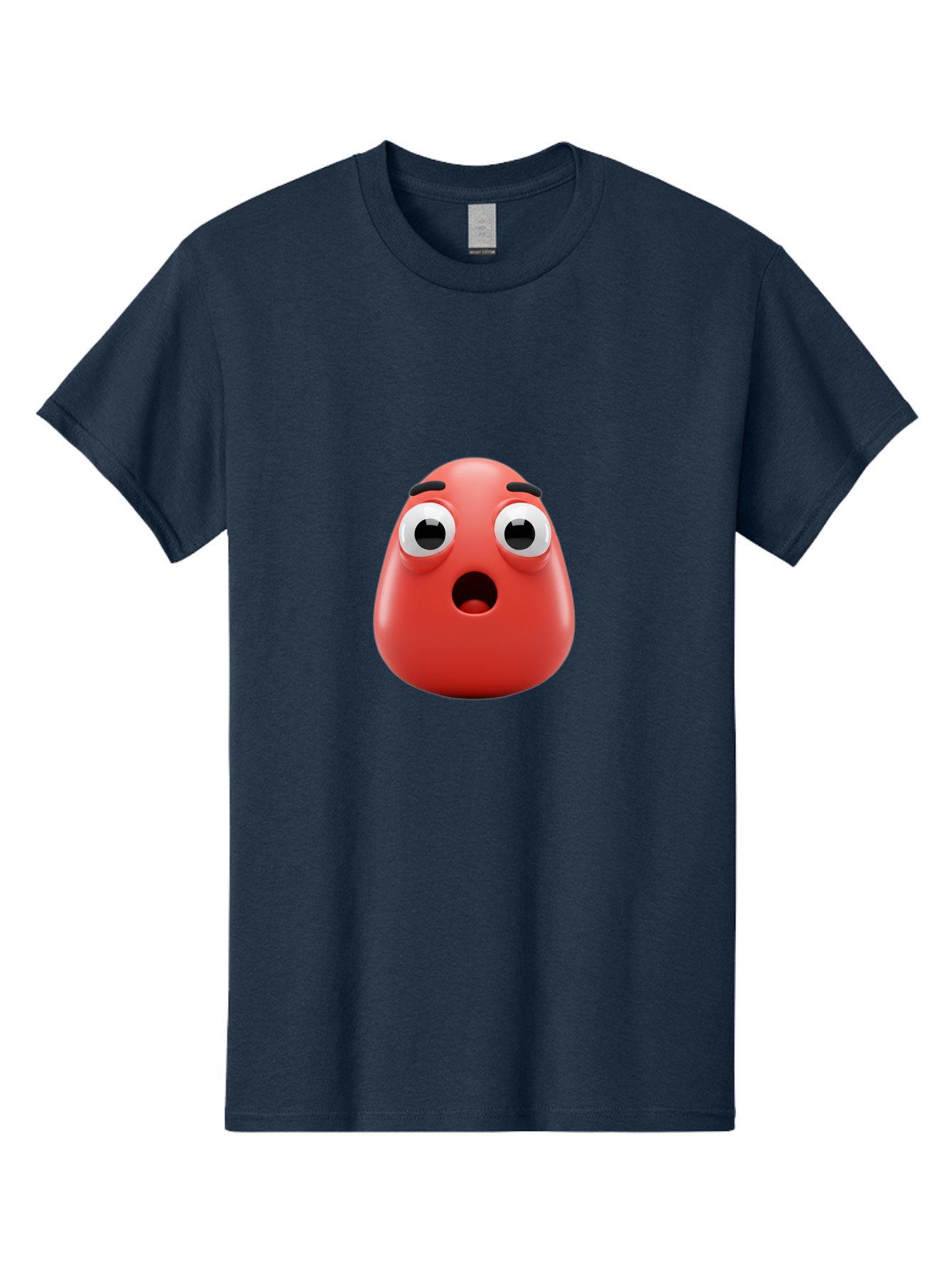 Shocked-Emoji Men'S Graphic Tee, 100% Cotton, Comfortable Casual Summer Wear, Machine Washable, Shocked Face, Surprised Expression, Cartoon Emoji, Red Color, Eyebrow Raised, Mouth Agape, Astonished Look, Funny Face, Emoticon, 3D Rendering, Bab393