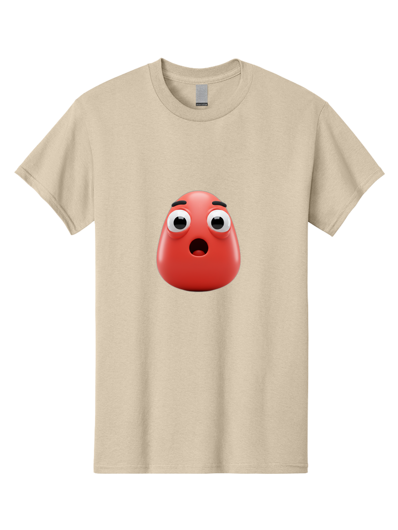 Shocked-Emoji Men'S Graphic Tee, 100% Cotton, Comfortable Casual Summer Wear, Machine Washable, Shocked Face, Surprised Expression, Cartoon Emoji, Red Color, Eyebrow Raised, Mouth Agape, Astonished Look, Funny Face, Emoticon, 3D Rendering, Bab393