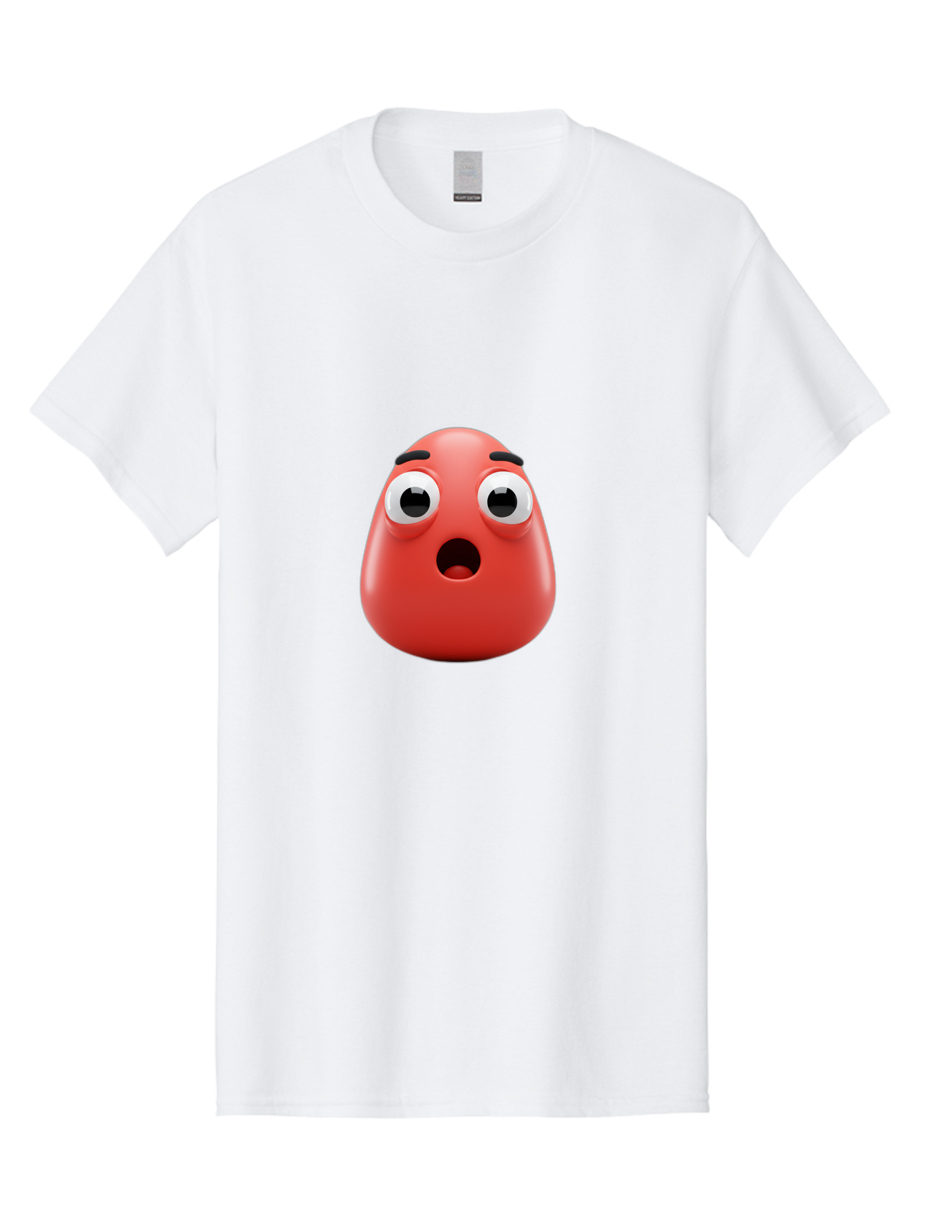 Shocked-Emoji Men'S Graphic Tee, 100% Cotton, Comfortable Casual Summer Wear, Machine Washable, Shocked Face, Surprised Expression, Cartoon Emoji, Red Color, Eyebrow Raised, Mouth Agape, Astonished Look, Funny Face, Emoticon, 3D Rendering, Bab393