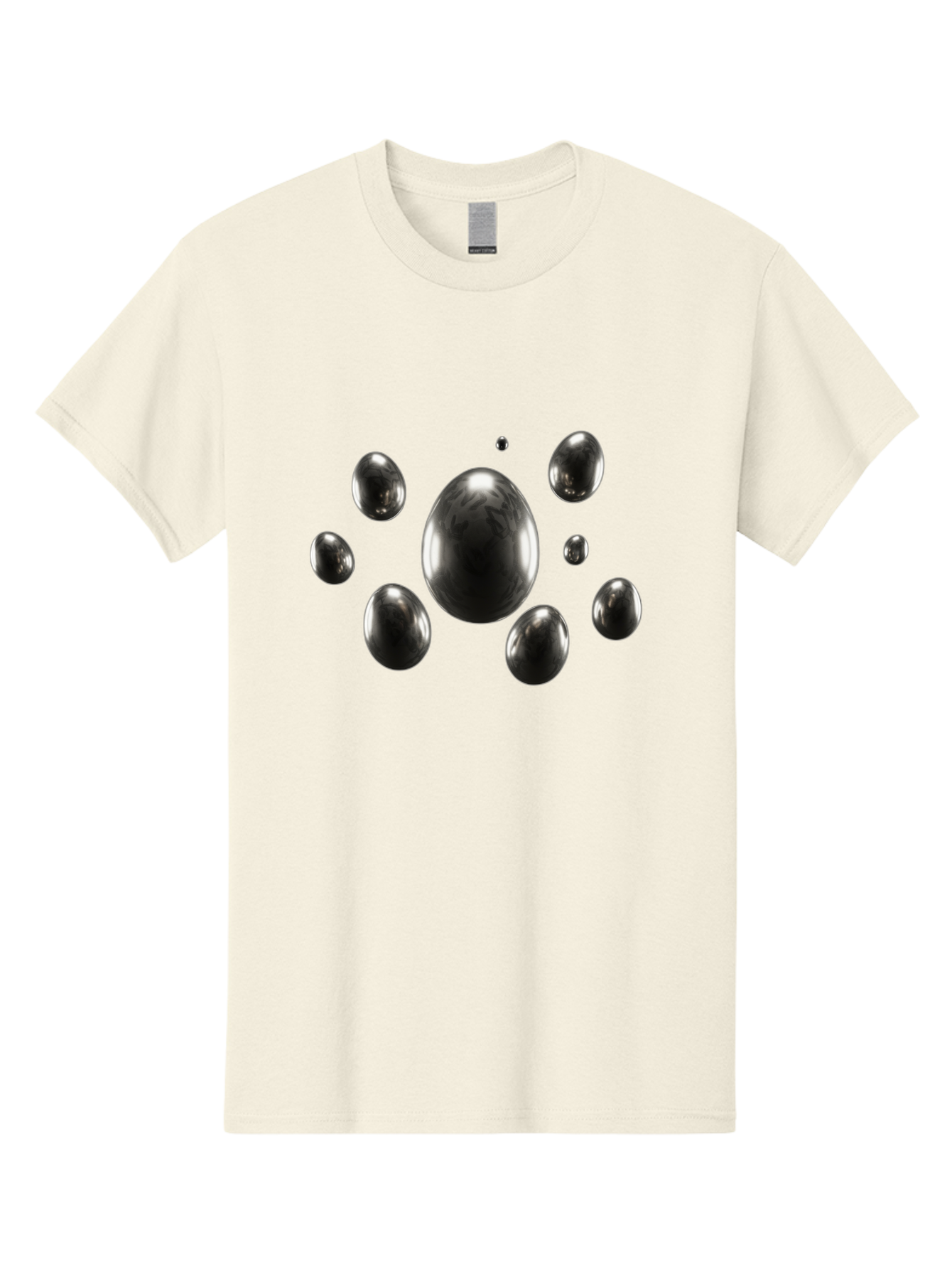 Silver-Egg Men'S Graphic Tee, 100% Cotton, Comfortable Casual Summer Wear, Machine Washable, Silver Bubbles, Shiny Spheres, Reflective Surfaces, Metallic Sheen, Bubble Cluster, Futuristic Design, Modern Elements, Abstract Shapes, 3D Rendering Bab395