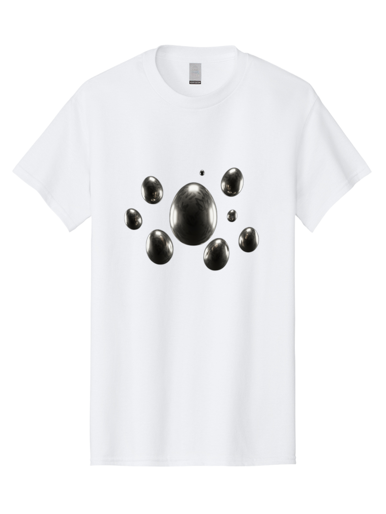 Silver-Egg Men'S Graphic Tee, 100% Cotton, Comfortable Casual Summer Wear, Machine Washable, Silver Bubbles, Shiny Spheres, Reflective Surfaces, Metallic Sheen, Bubble Cluster, Futuristic Design, Modern Elements, Abstract Shapes, 3D Rendering Bab395