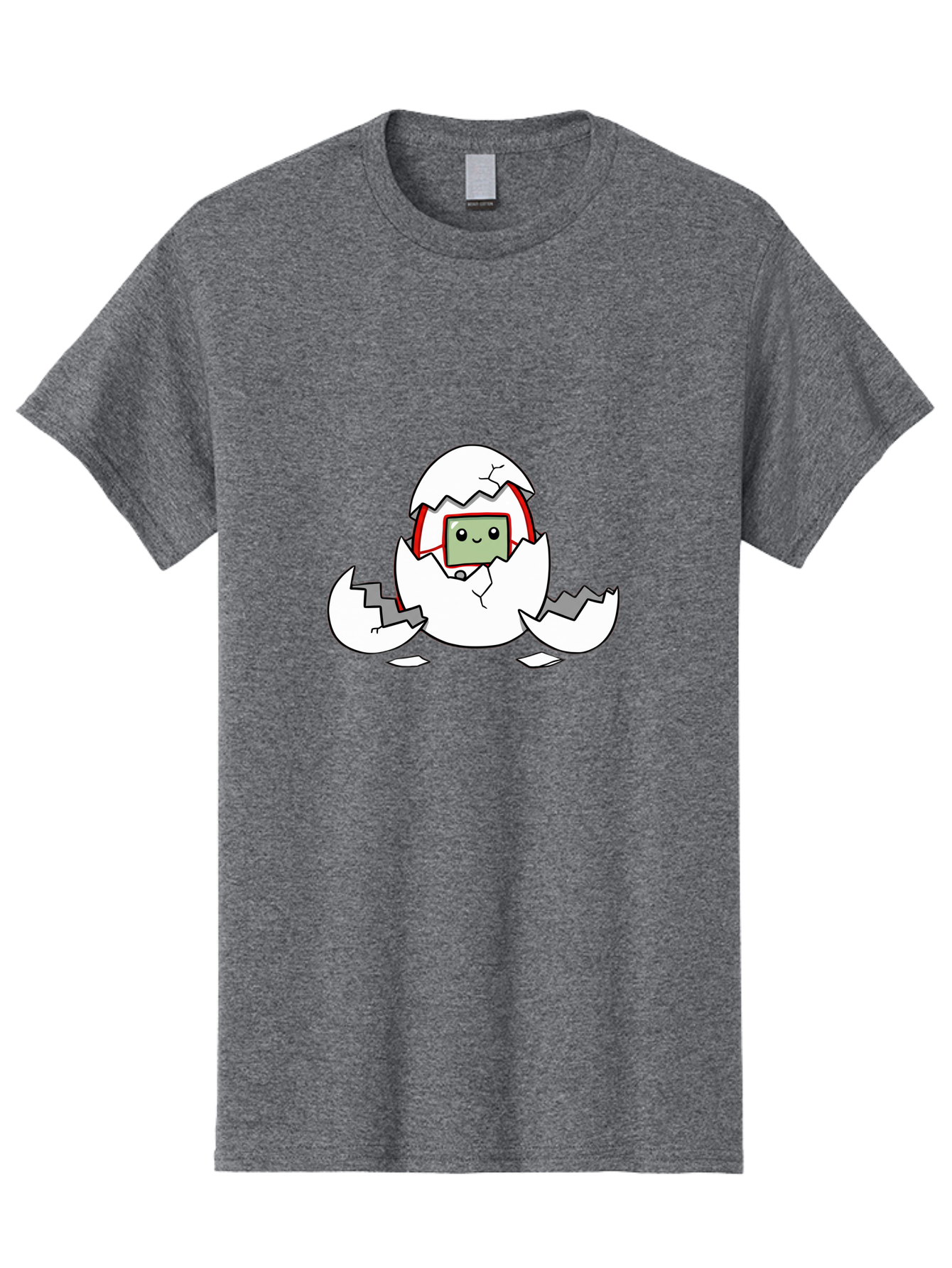 Sim-Card-Hatching Men'S Graphic Tee, 100% Cotton, Comfortable Casual Summer Wear, Machine Washable, Sim Card Hatching From Egg, Cartoon Character, Digital Technology, Telecommunications, Cute Illustration, Broken Eggshell, New Beginnings Bab396