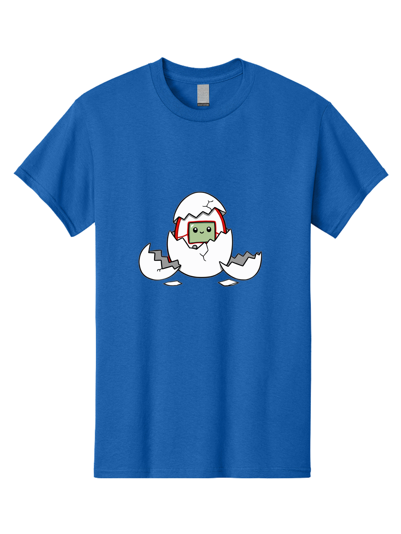 Sim-Card-Hatching Men'S Graphic Tee, 100% Cotton, Comfortable Casual Summer Wear, Machine Washable, Sim Card Hatching From Egg, Cartoon Character, Digital Technology, Telecommunications, Cute Illustration, Broken Eggshell, New Beginnings Bab396