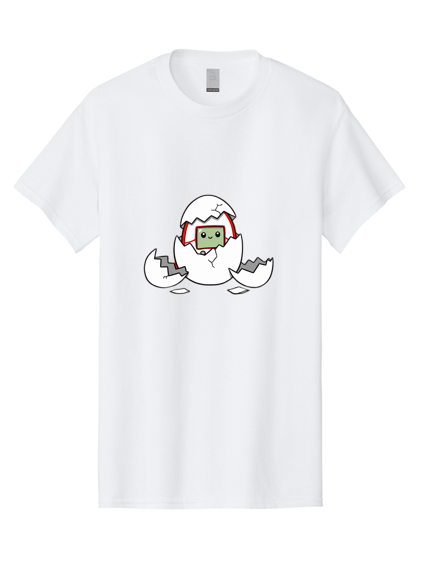 Sim-Card-Hatching Men'S Graphic Tee, 100% Cotton, Comfortable Casual Summer Wear, Machine Washable, Sim Card Hatching From Egg, Cartoon Character, Digital Technology, Telecommunications, Cute Illustration, Broken Eggshell, New Beginnings Bab396