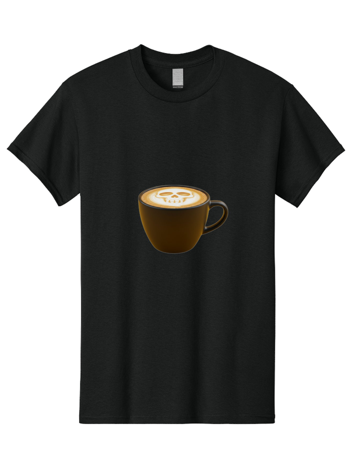 Skull-Coffee Men'S Graphic Tee, 100% Cotton, Comfortable Casual Summer Wear, Machine Washable, Latte Art, Coffee Design, Skull Pattern, Creative Coffee Art, Unique Latte Design, Coffee Culture, Foam Art, Barista Skills Bab397