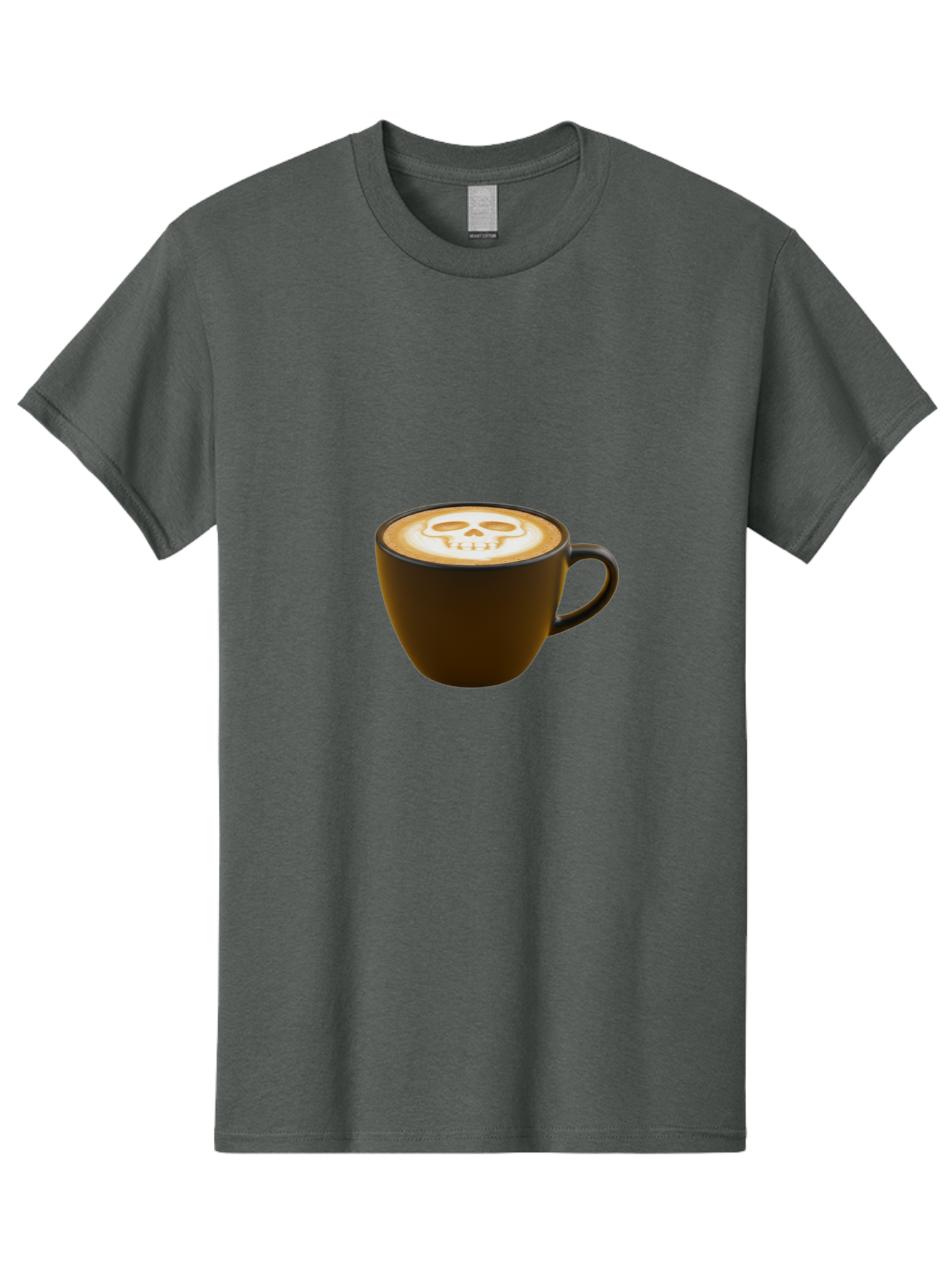 Skull-Coffee Men'S Graphic Tee, 100% Cotton, Comfortable Casual Summer Wear, Machine Washable, Latte Art, Coffee Design, Skull Pattern, Creative Coffee Art, Unique Latte Design, Coffee Culture, Foam Art, Barista Skills Bab397
