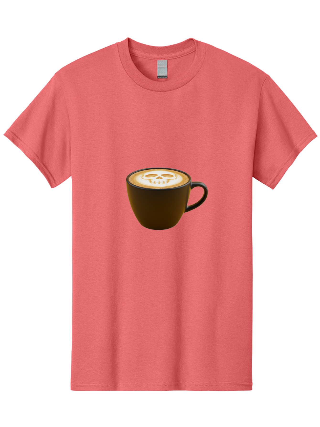 Skull-Coffee Men'S Graphic Tee, 100% Cotton, Comfortable Casual Summer Wear, Machine Washable, Latte Art, Coffee Design, Skull Pattern, Creative Coffee Art, Unique Latte Design, Coffee Culture, Foam Art, Barista Skills Bab397