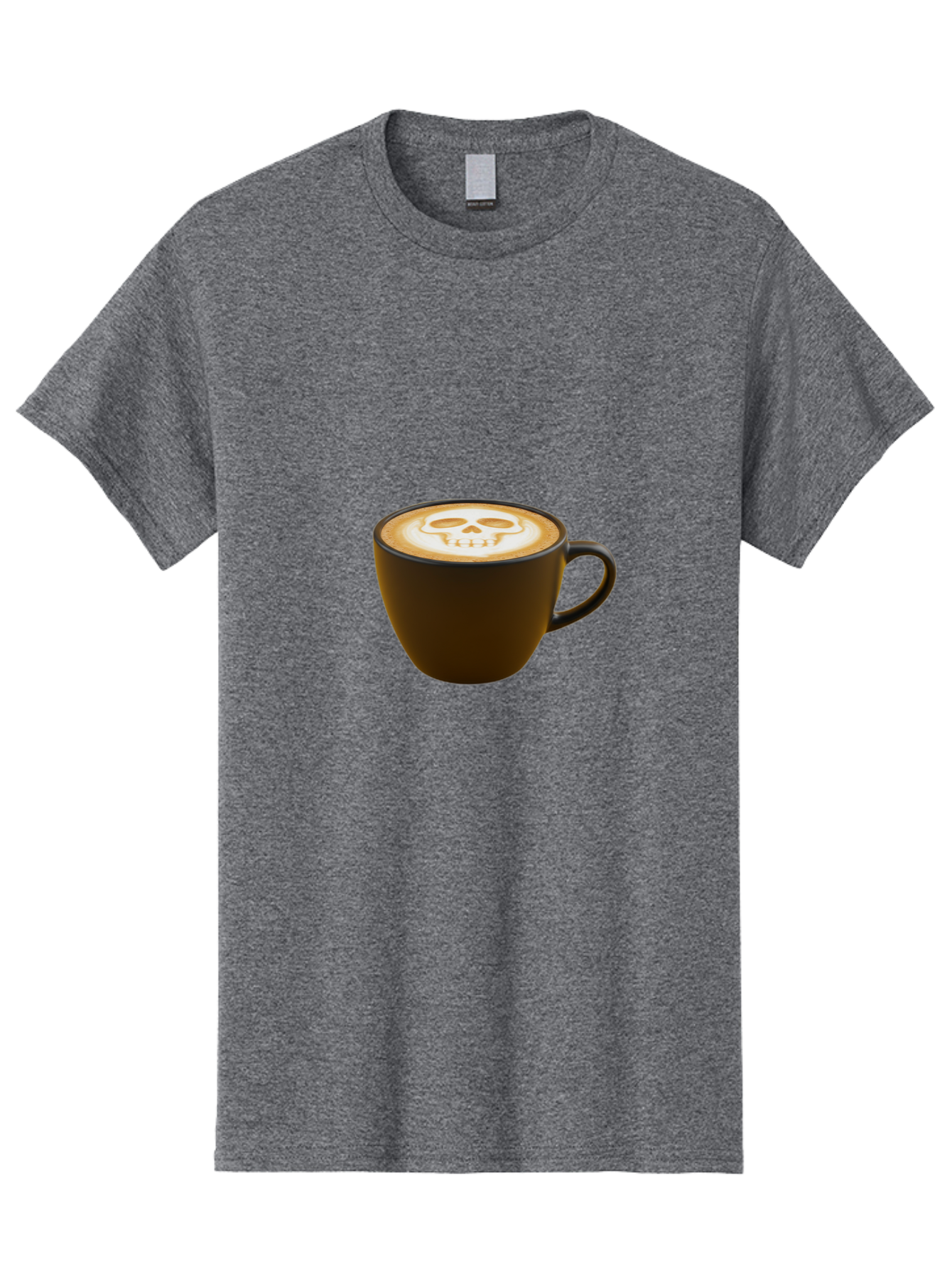 Skull-Coffee Men'S Graphic Tee, 100% Cotton, Comfortable Casual Summer Wear, Machine Washable, Latte Art, Coffee Design, Skull Pattern, Creative Coffee Art, Unique Latte Design, Coffee Culture, Foam Art, Barista Skills Bab397