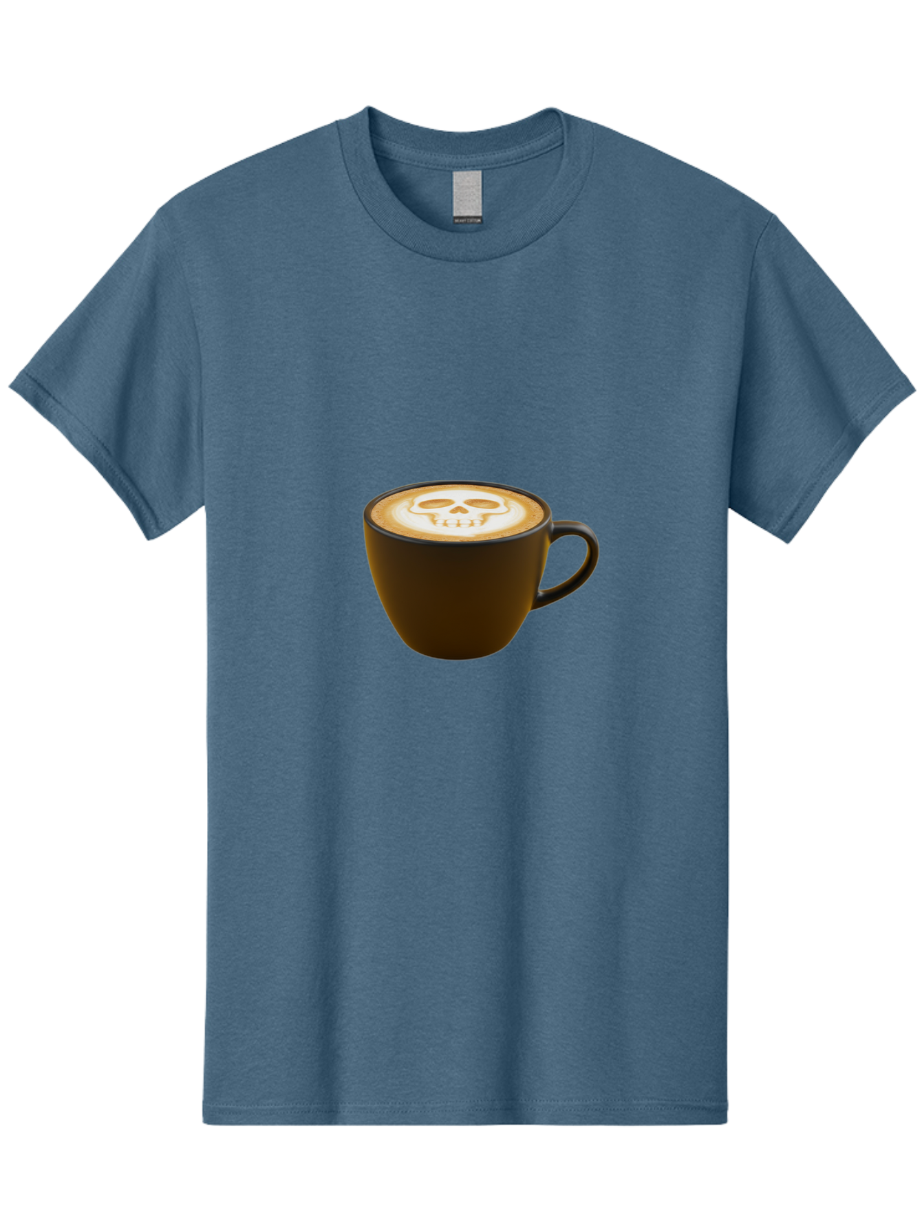 Skull-Coffee Men'S Graphic Tee, 100% Cotton, Comfortable Casual Summer Wear, Machine Washable, Latte Art, Coffee Design, Skull Pattern, Creative Coffee Art, Unique Latte Design, Coffee Culture, Foam Art, Barista Skills Bab397