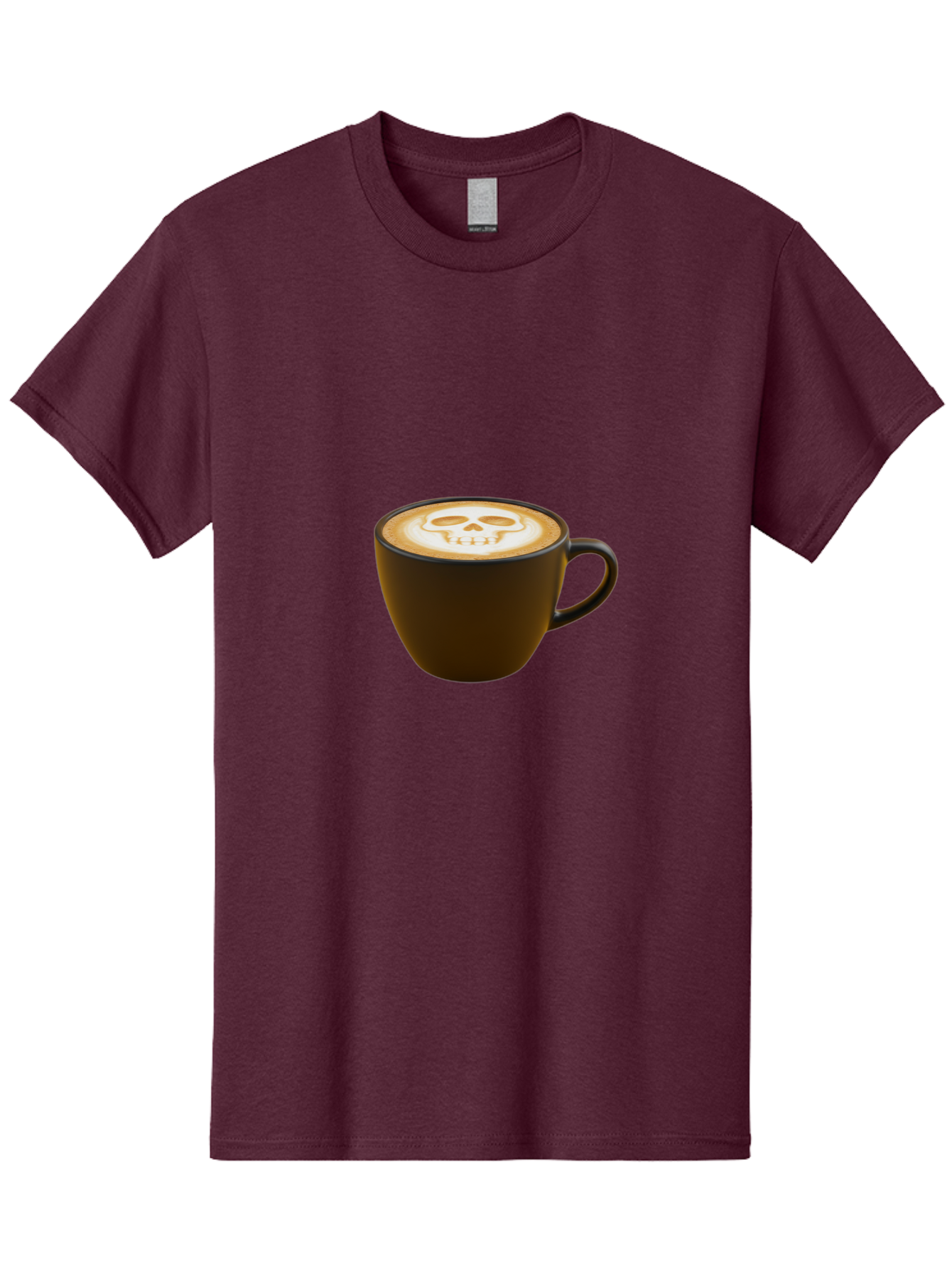Skull-Coffee Men'S Graphic Tee, 100% Cotton, Comfortable Casual Summer Wear, Machine Washable, Latte Art, Coffee Design, Skull Pattern, Creative Coffee Art, Unique Latte Design, Coffee Culture, Foam Art, Barista Skills Bab397
