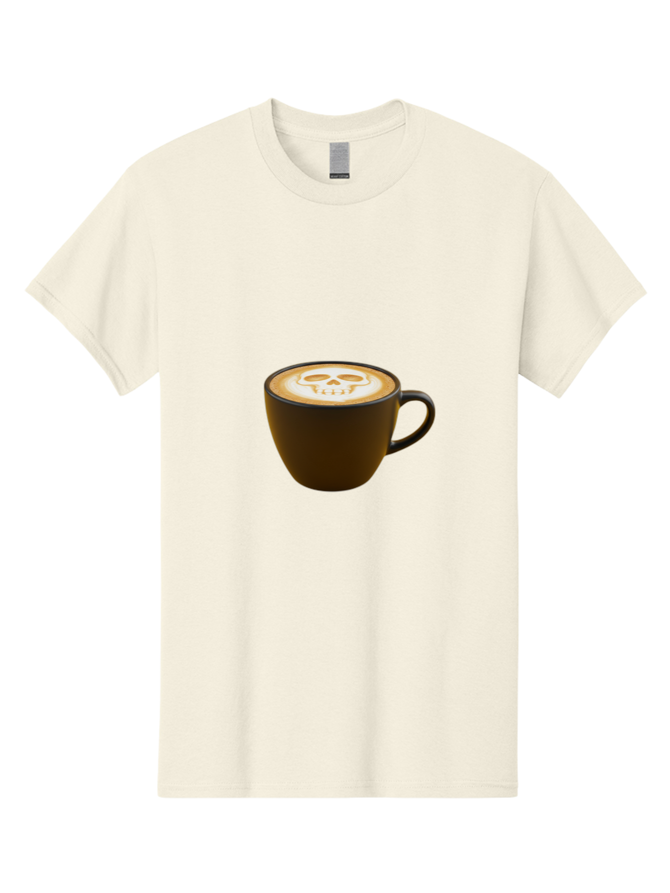 Skull-Coffee Men'S Graphic Tee, 100% Cotton, Comfortable Casual Summer Wear, Machine Washable, Latte Art, Coffee Design, Skull Pattern, Creative Coffee Art, Unique Latte Design, Coffee Culture, Foam Art, Barista Skills Bab397