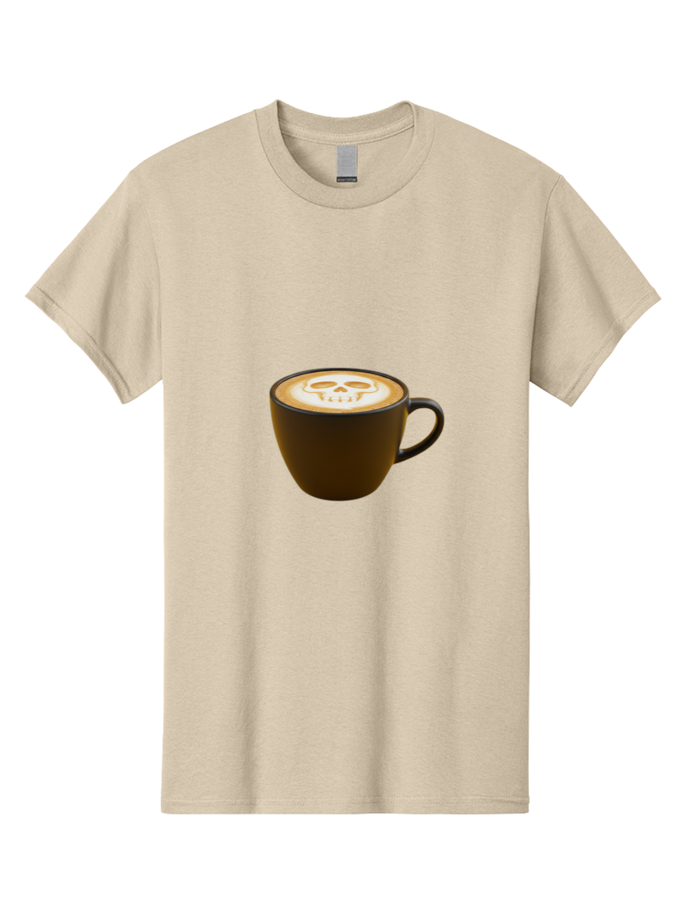Skull-Coffee Men'S Graphic Tee, 100% Cotton, Comfortable Casual Summer Wear, Machine Washable, Latte Art, Coffee Design, Skull Pattern, Creative Coffee Art, Unique Latte Design, Coffee Culture, Foam Art, Barista Skills Bab397