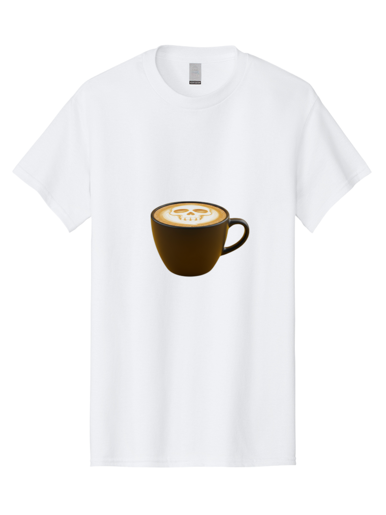 Skull-Coffee Men'S Graphic Tee, 100% Cotton, Comfortable Casual Summer Wear, Machine Washable, Latte Art, Coffee Design, Skull Pattern, Creative Coffee Art, Unique Latte Design, Coffee Culture, Foam Art, Barista Skills Bab397
