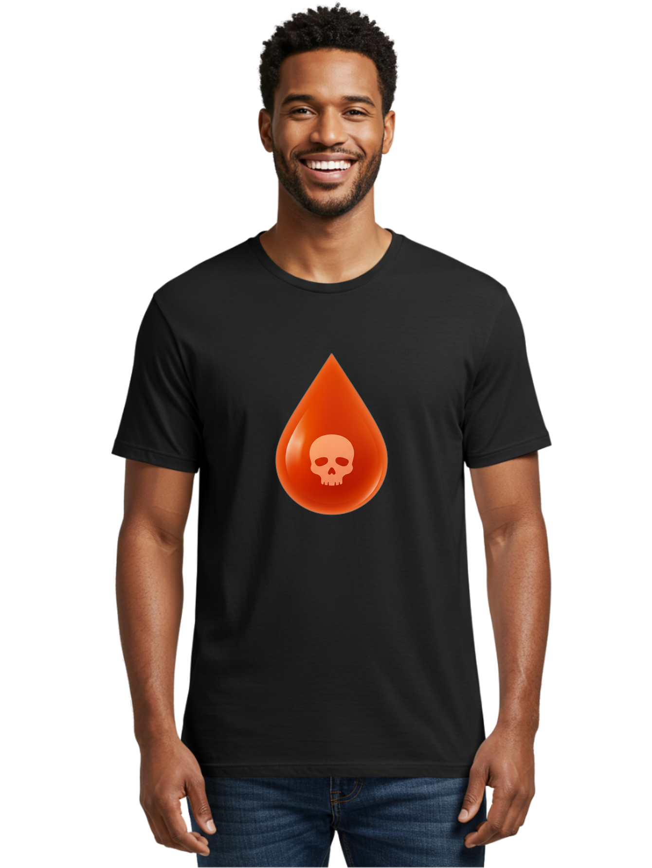 Skull-Drop Men'S Graphic Tee, 100% Cotton, Comfortable Casual Summer Wear, Machine Washable, Skull Symbol, Poison Warning, Danger Sign, Toxic Liquid, Hazardous Substance, Danger Alert, Warning Sign Bab398
